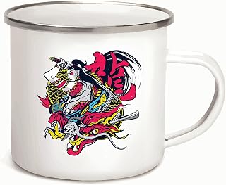 Gift for Women Dragona with Dragon Design for Dragon Lovers 12oz Enamel Silver Mug