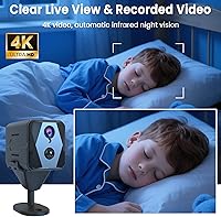 Vista 3 de Cámara espía, cámara oculta 4K, mini cámara con tiempo de espera de 100 días, grabación en tiempo real, detección de movimiento AI, soporte