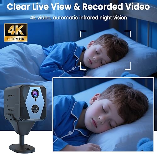 Miniatura 3 de Mini cámara espía oculta 4K QHD - Cámara de seguridad WiFi con detección de movimiento AI, visión nocturna automática, almacenamiento en la nube y