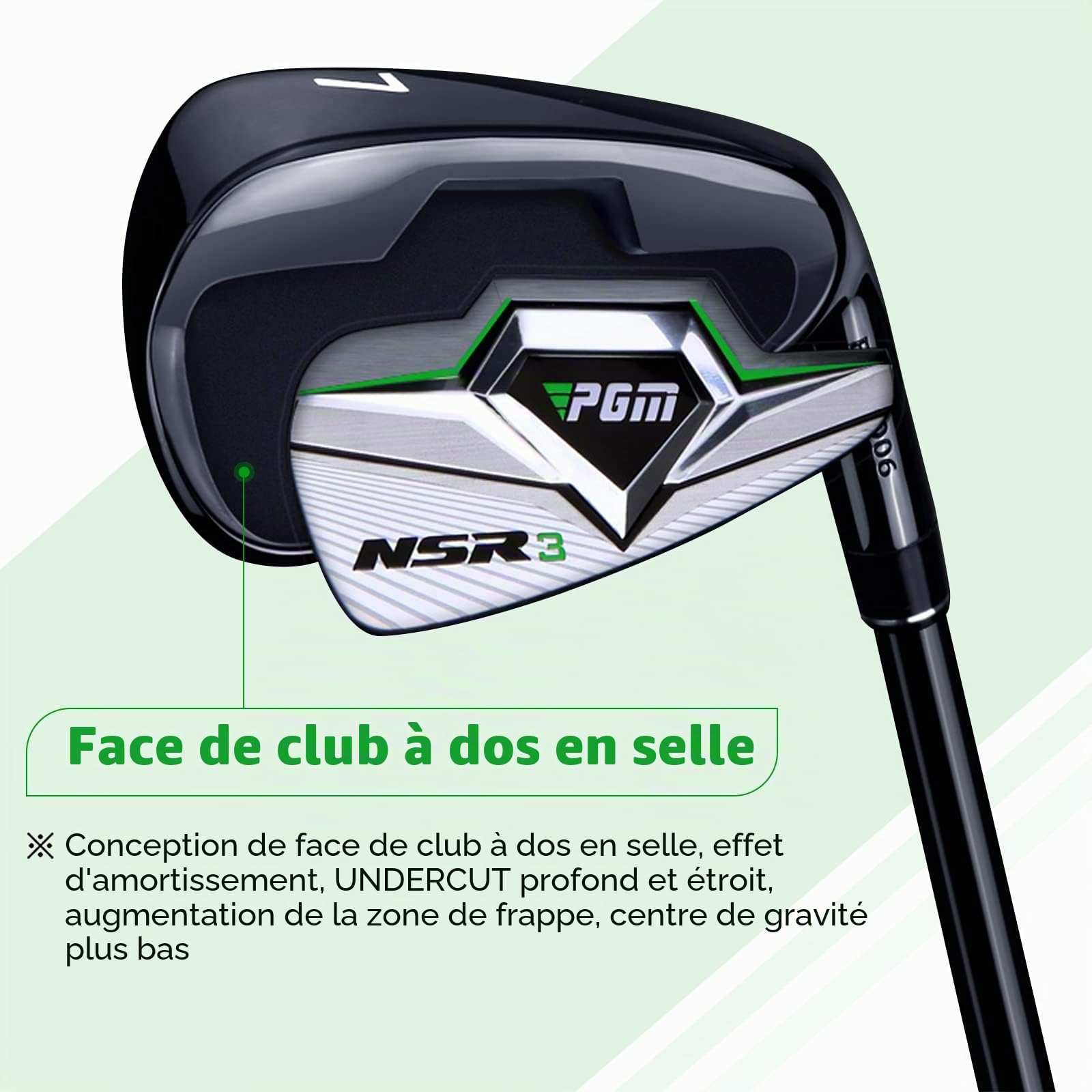 PGM Club de Golf NSR III Golf Iron Thru Gap Wedge avec tiges en Graphite pour golfeurs droitiers – S/R Flex
