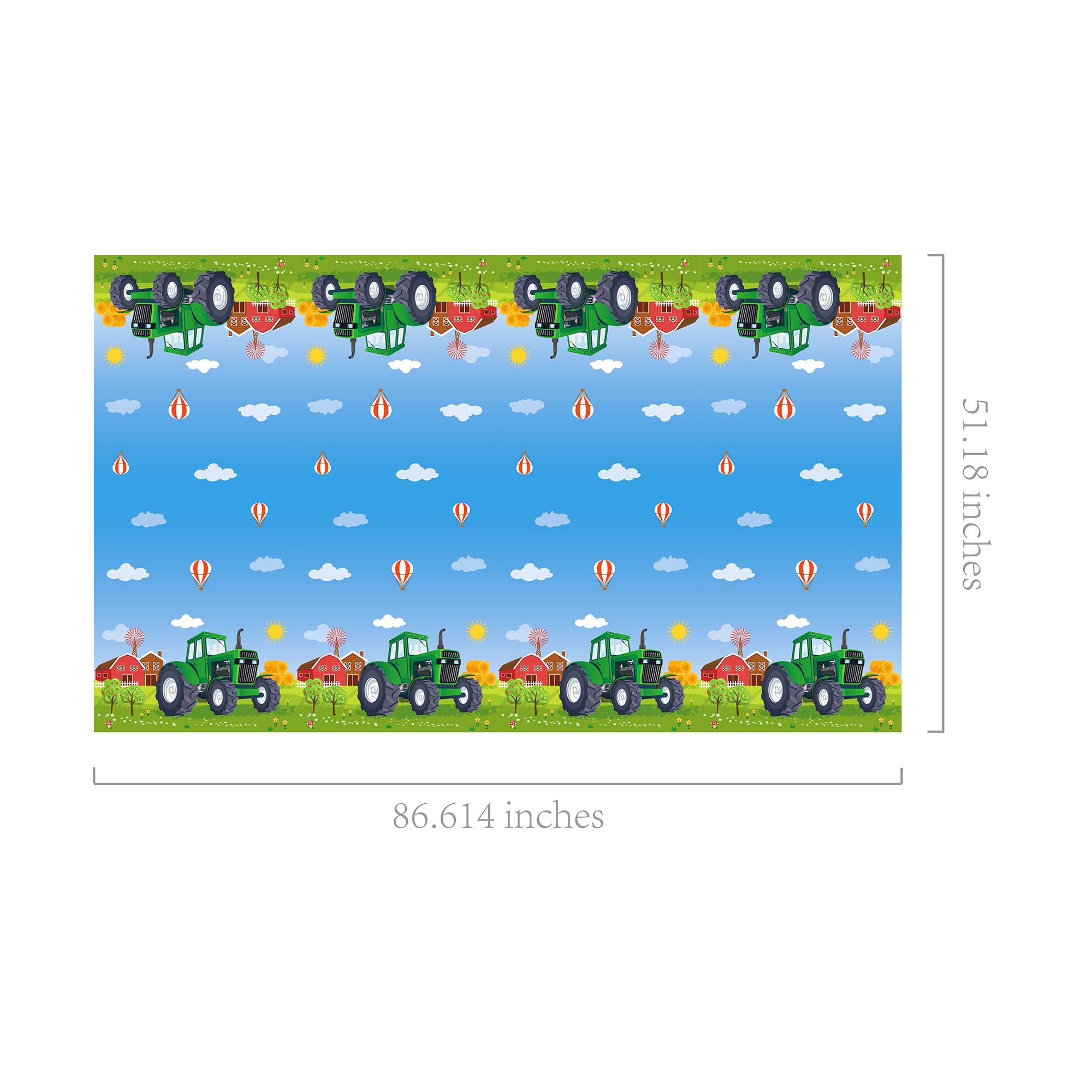 Paquete de 3 manteles de plástico para fiesta de tractor, decoración de fiesta de tractor verde, fundas desechables para fiestas de cumpleaños temáticas de granja, 54 x 87 pulgadas