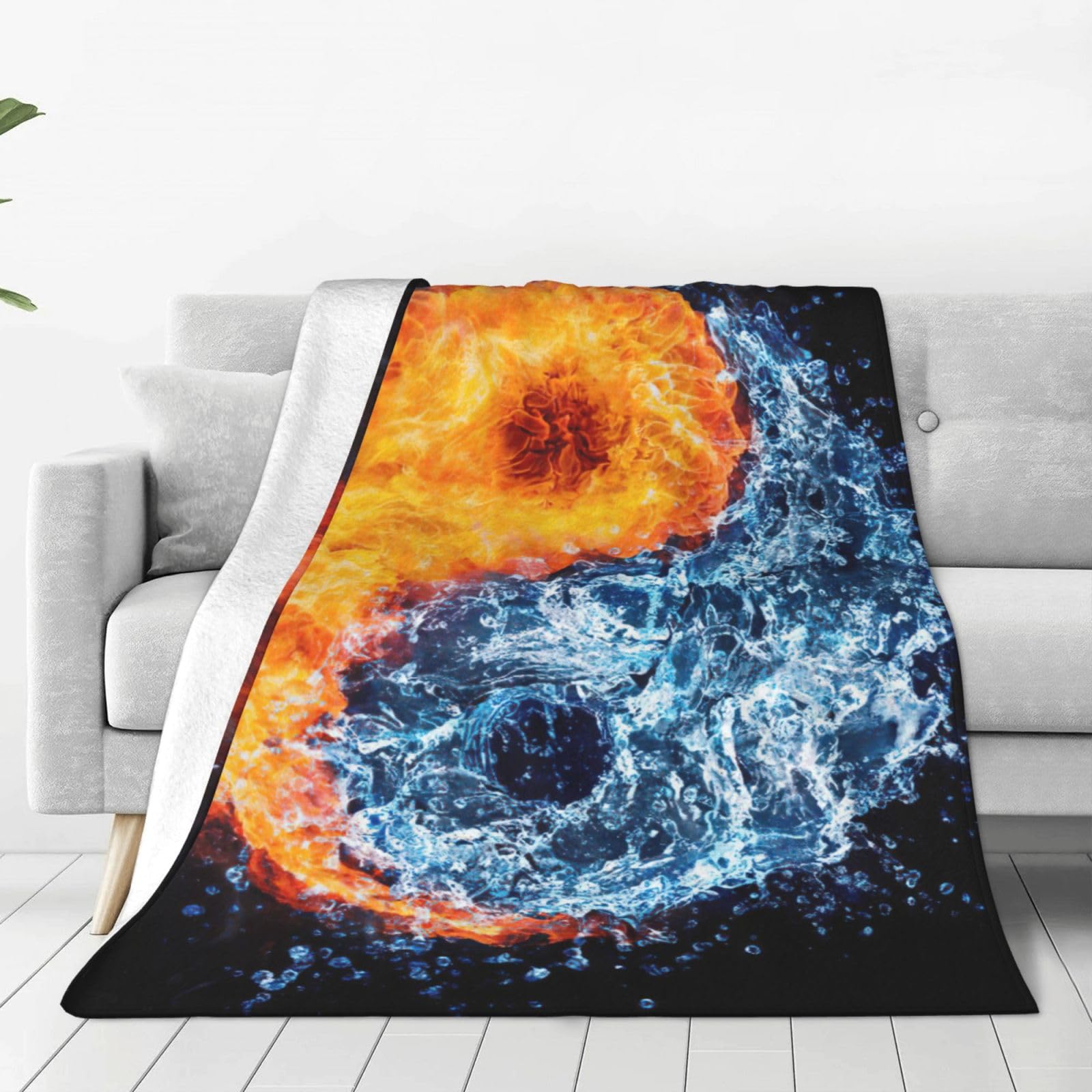 Couverture polaire chaude imprimé Yin Yang plaid lit grand canapé