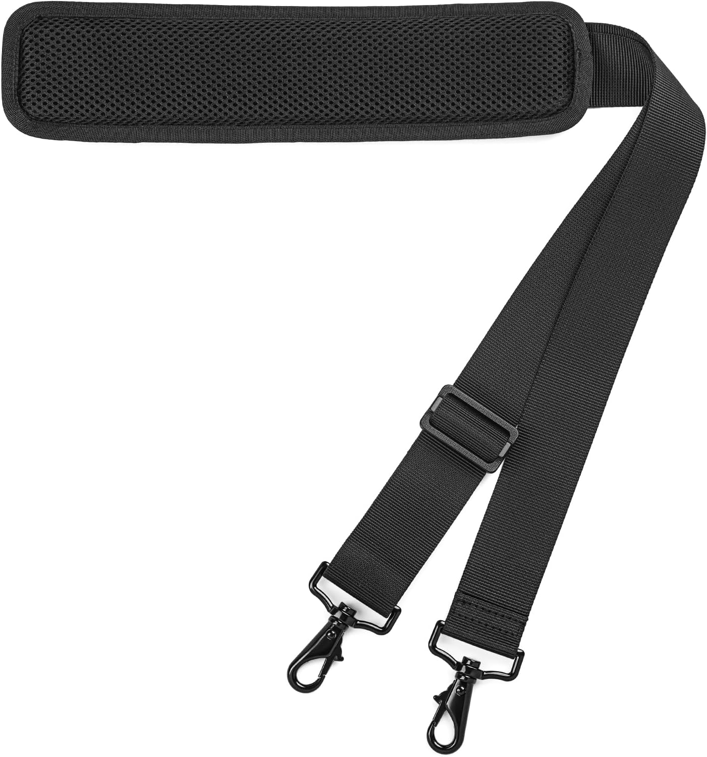 56 inch Padded Shoulder Strap, Universal Non-Slip Adjustable Thick Soft Replacement with Metal Swivel Hooks for Laptop Shoulder Bag/Laptop Messenger Bag/Crossbody Bag, Black