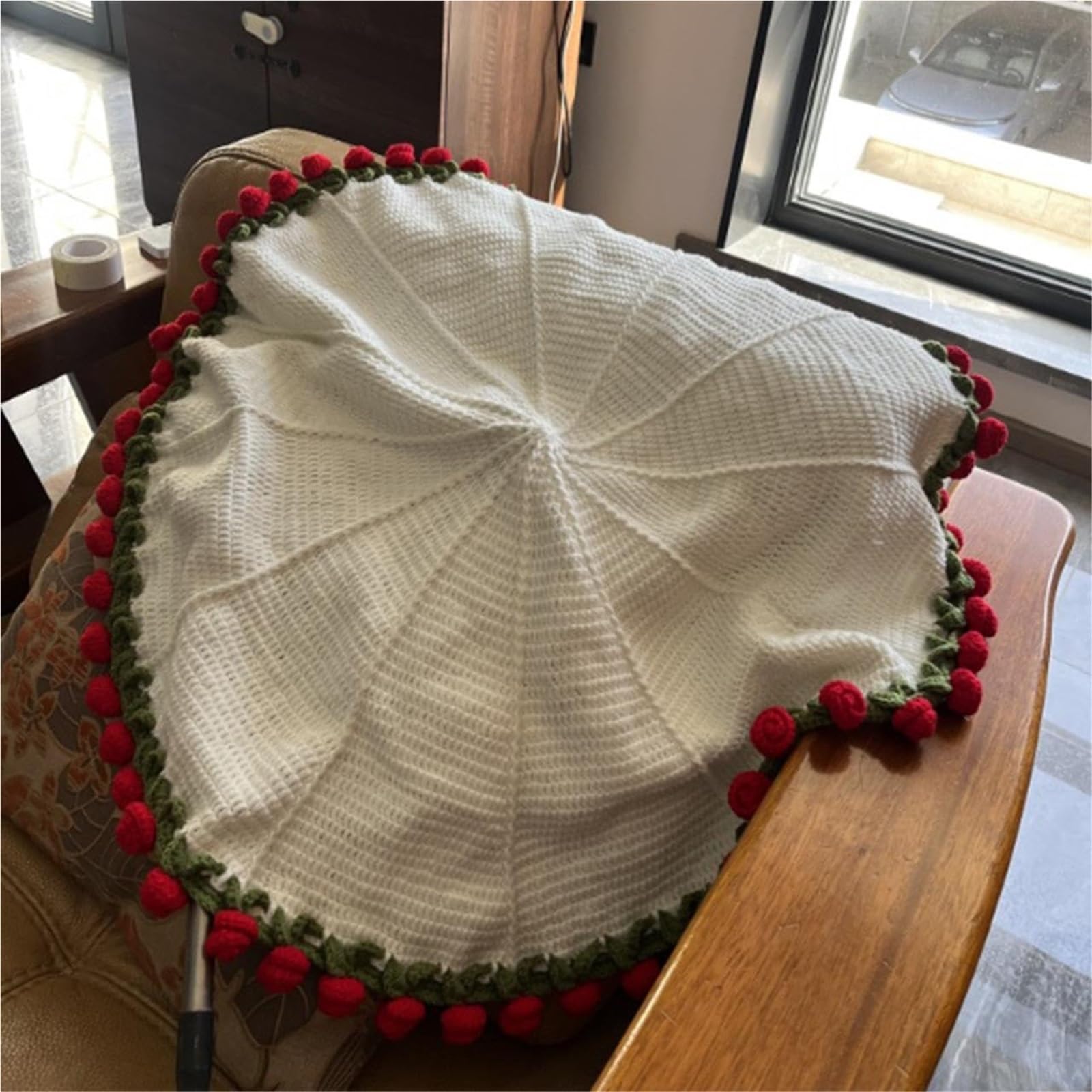 Amazon｜31.5/43.3インチのブーケブランケット、完成品かぎ針