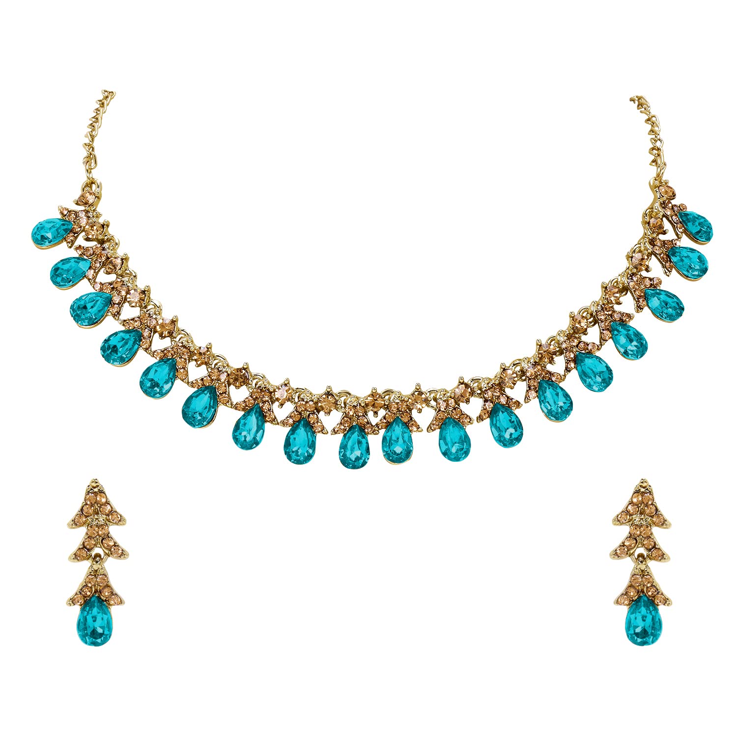 maayeri jewels teal gold plated jewellery set with earrings & maangtika (B0B15K84YK) Amazon Price History, Amazon Price Tracker
