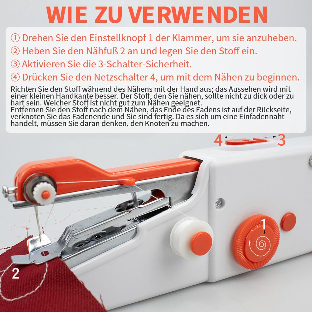 Handnähmaschine,Mini Nähmaschine,Tragbare Elektrische Mini Nähmaschine für Anfänger Erwachsene,Schnell Zu Nähen Geeignet,für Kleidung,Stoffe,Cutains,Heimreisen