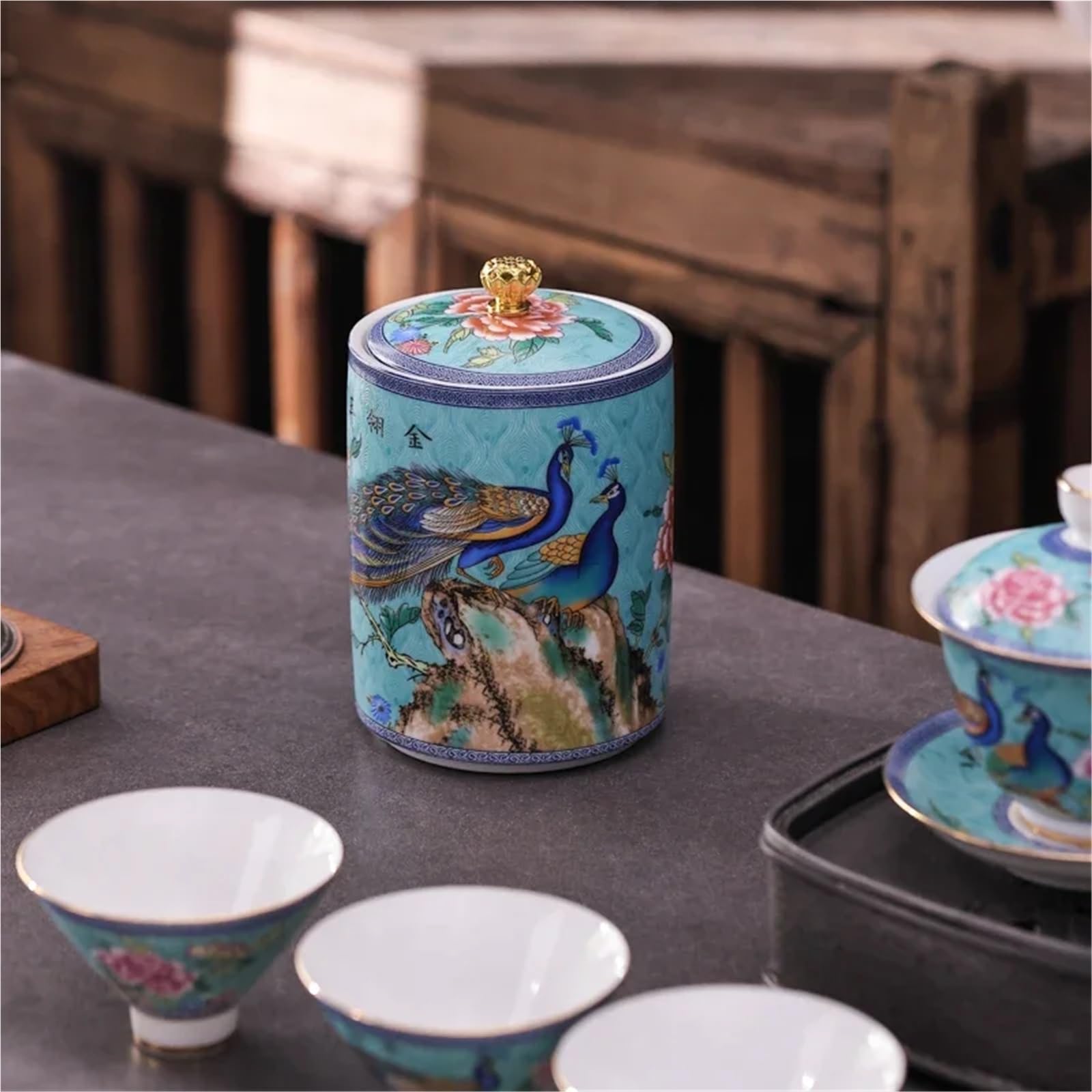 Lata De Té De Cerámica Recipiente de cerámica for almacenamiento té, recipiente latas con tapa hermética, tanque a prueba humedad