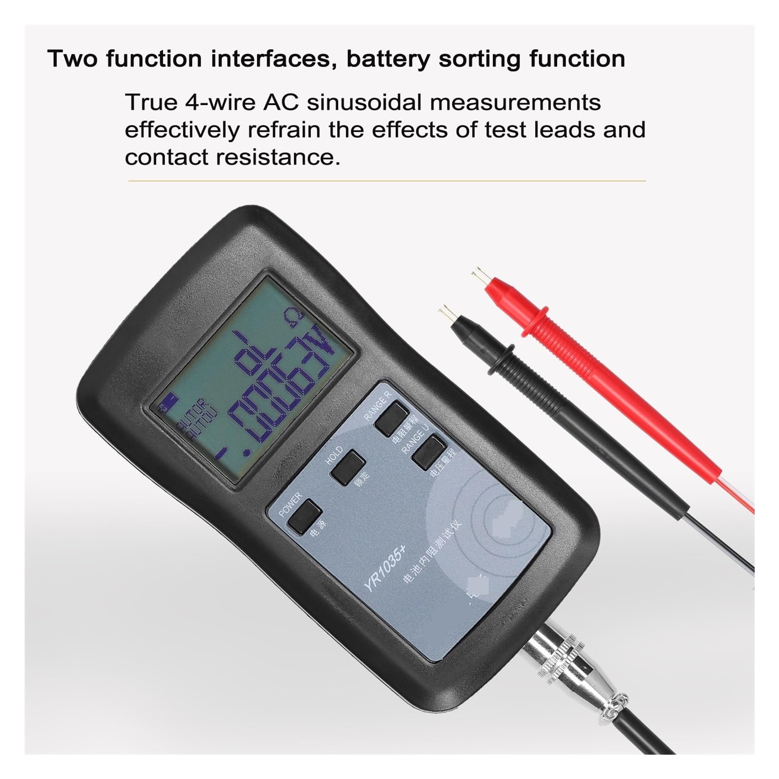 Tester per batteria auto, 4 fili YR1035 + / YR1030 + Batteria al litio veloce ad alta precisione Strumento di prova resistenza interna Gruppo veicoli elettrici(YR1030 PLUS)