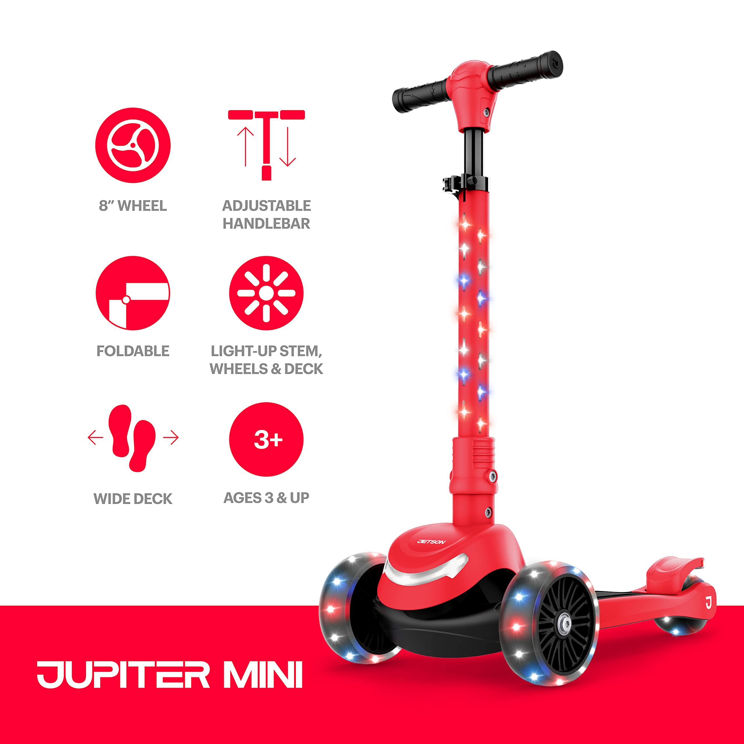Buy Jetson Jupiter Mini Kids 3Wheel LightUp Kick Scooter Includes