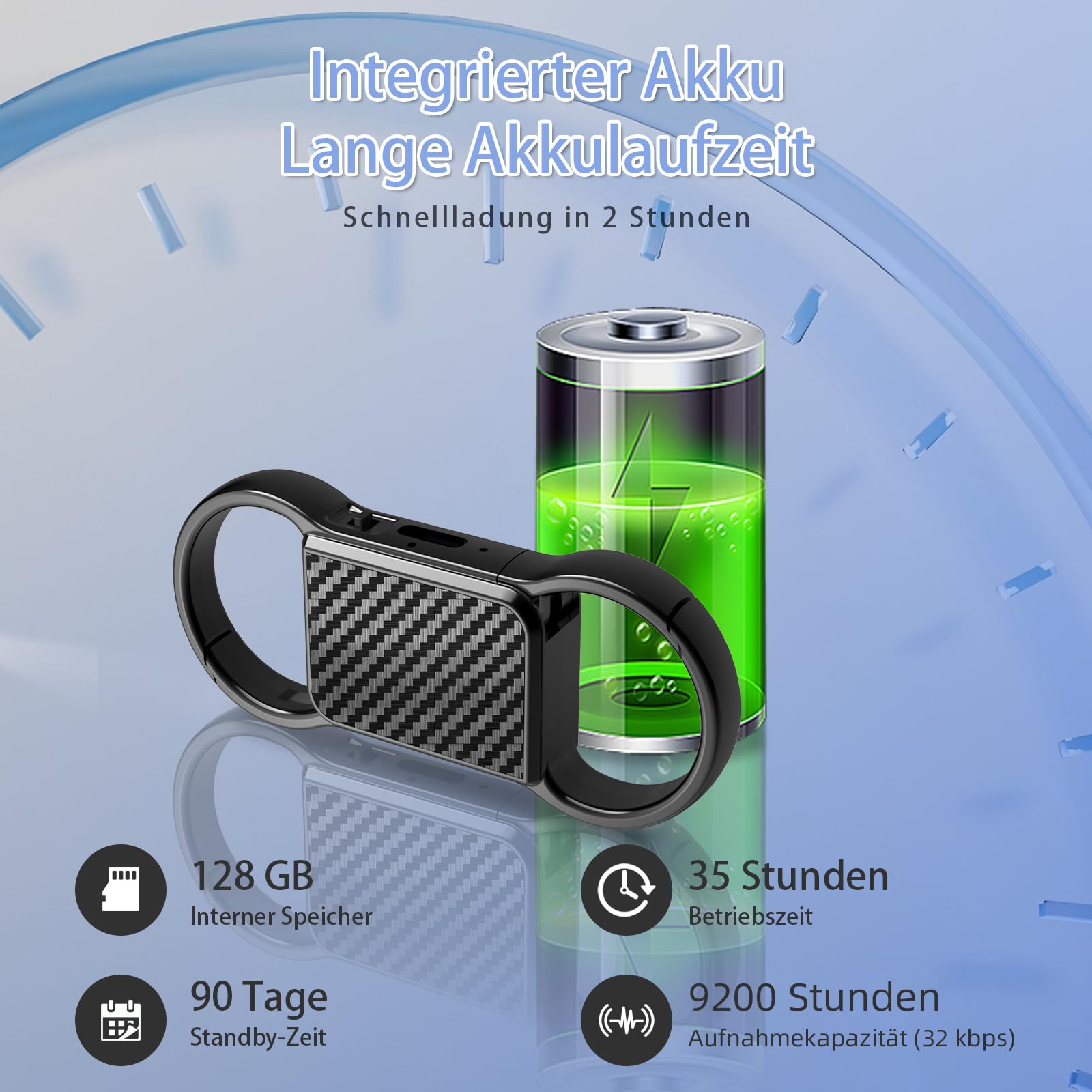 Diktiergerät,Aufnahmegerät,Digital Audio Voice Recorder,Diktiergerät Mini | 3072 Kbps,mit Spracherkennung,DSP Rauschunterdrückung 4800H Lange Aufnahmen,USB Wiederaufladbar,Meeting/Interview/Vorlesungen