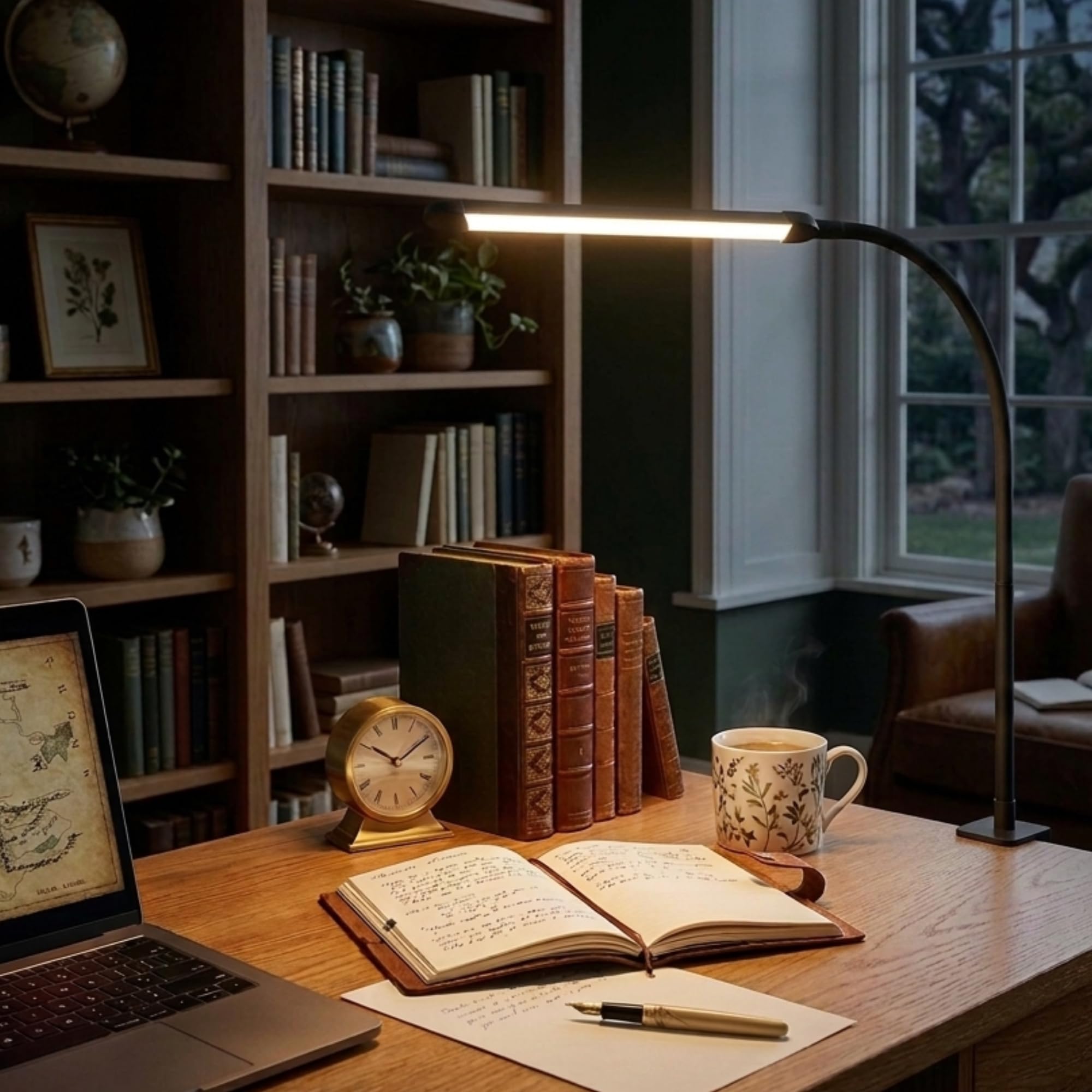 Burakh Black Led Desk Lamp With Clamp – Adjustable Gooseneck Task Light, Stepless Dimming & 3 Color Modes (2700K–6000K), Eye-Caring Office Desk Lamp For Home, Study, Crafting & Workbench – Usb Powered