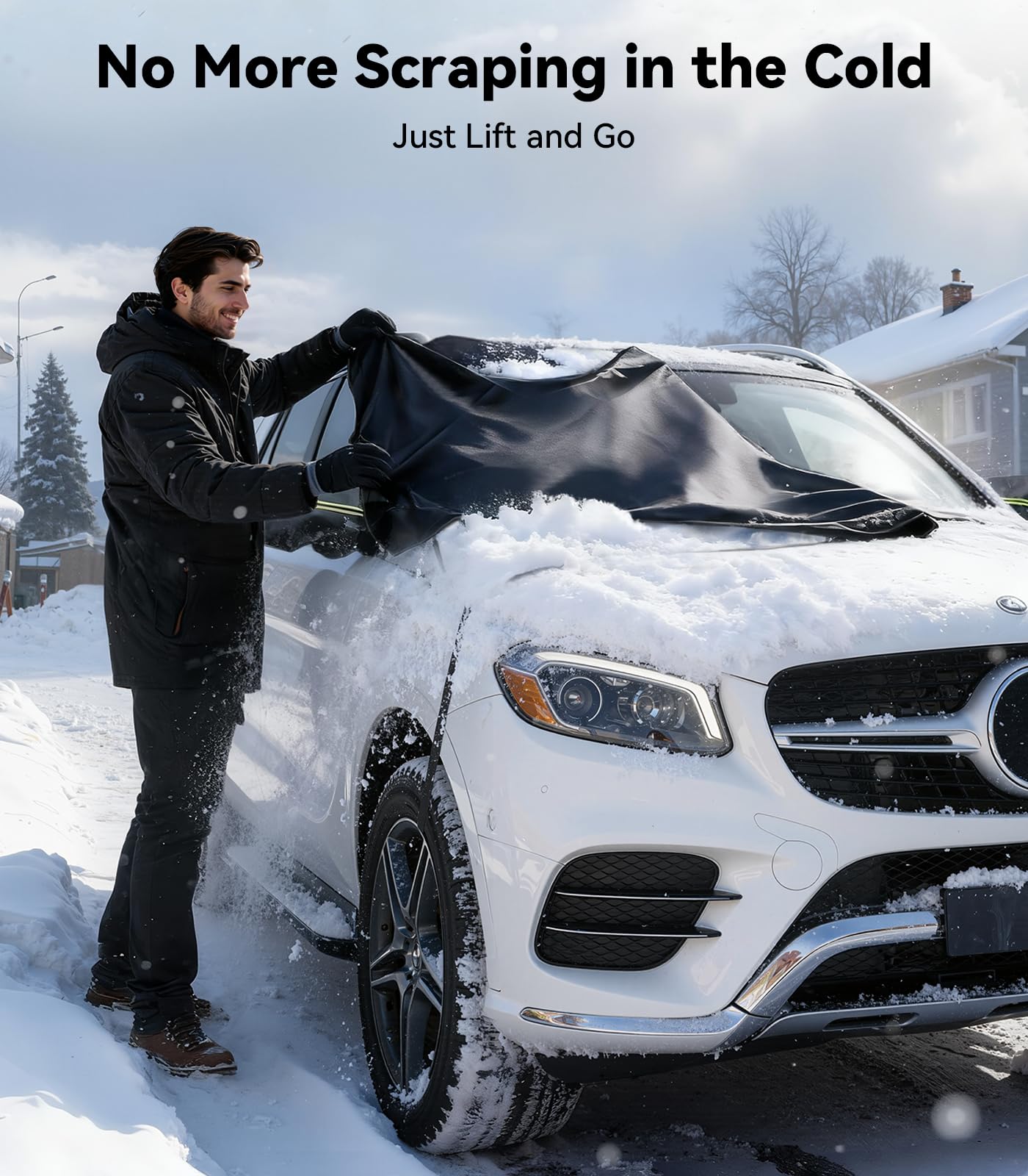 Nmoiss-3-in-1 Windshield Snow Cover for Ice Snow Frost 600D Heavy Cover Ice Scraper Complete Winter Protection with 360 — view 8