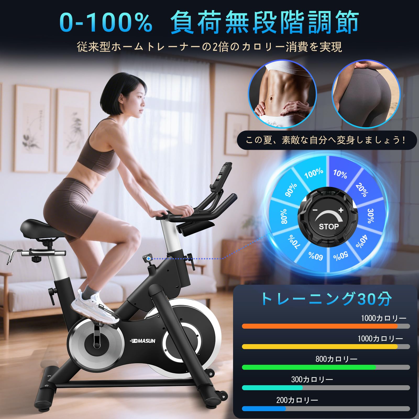 DMASUN エアロバイク スピンバイク 静音 フィットネスバイク 室内バイク Amazon | DMASUN エアロバイク スピンバイク 静音 フィットネス