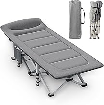 CALIYO Folding Camping Bed with Mattress 200 x 80 x 40 cm, Maximum Load 200 kg, Made of Oxford Fabric and Robust Steel Tube, Camping Bed with Storage Bag