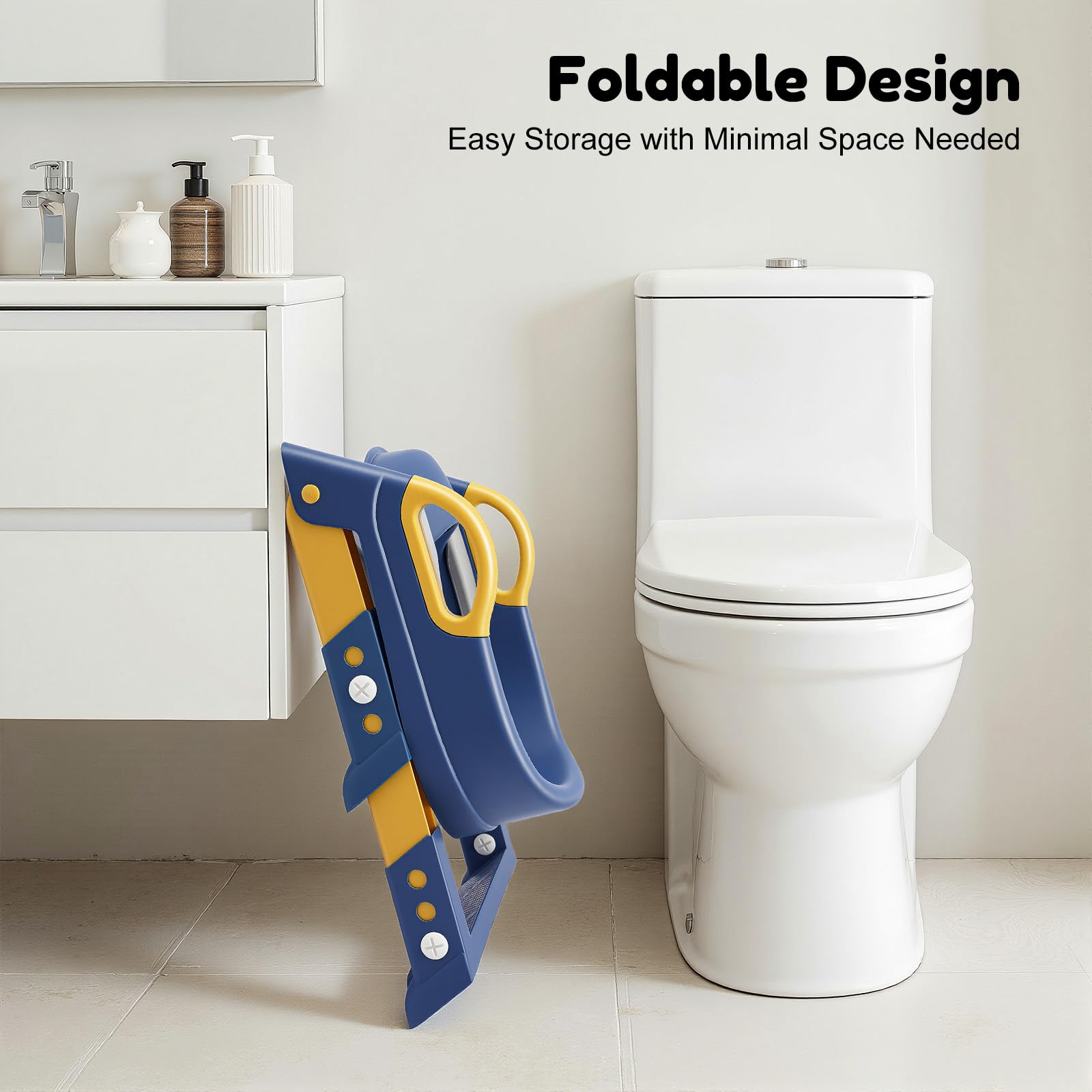 Sedile WC per bambini con scala, sedile WC regolabile in altezza per