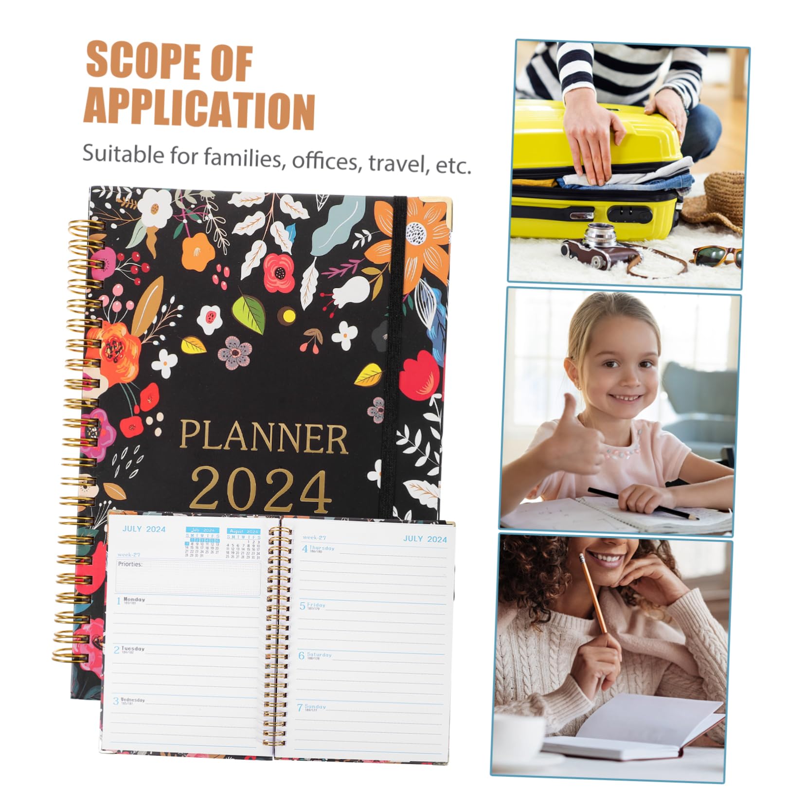 Lurrose 4pezzi Pianificatore Accademico Portatile Organizer Compatto Per Agenda Settimanale e Mensile Per Studio e Lavoro Pagine Per Note e Pianificazione