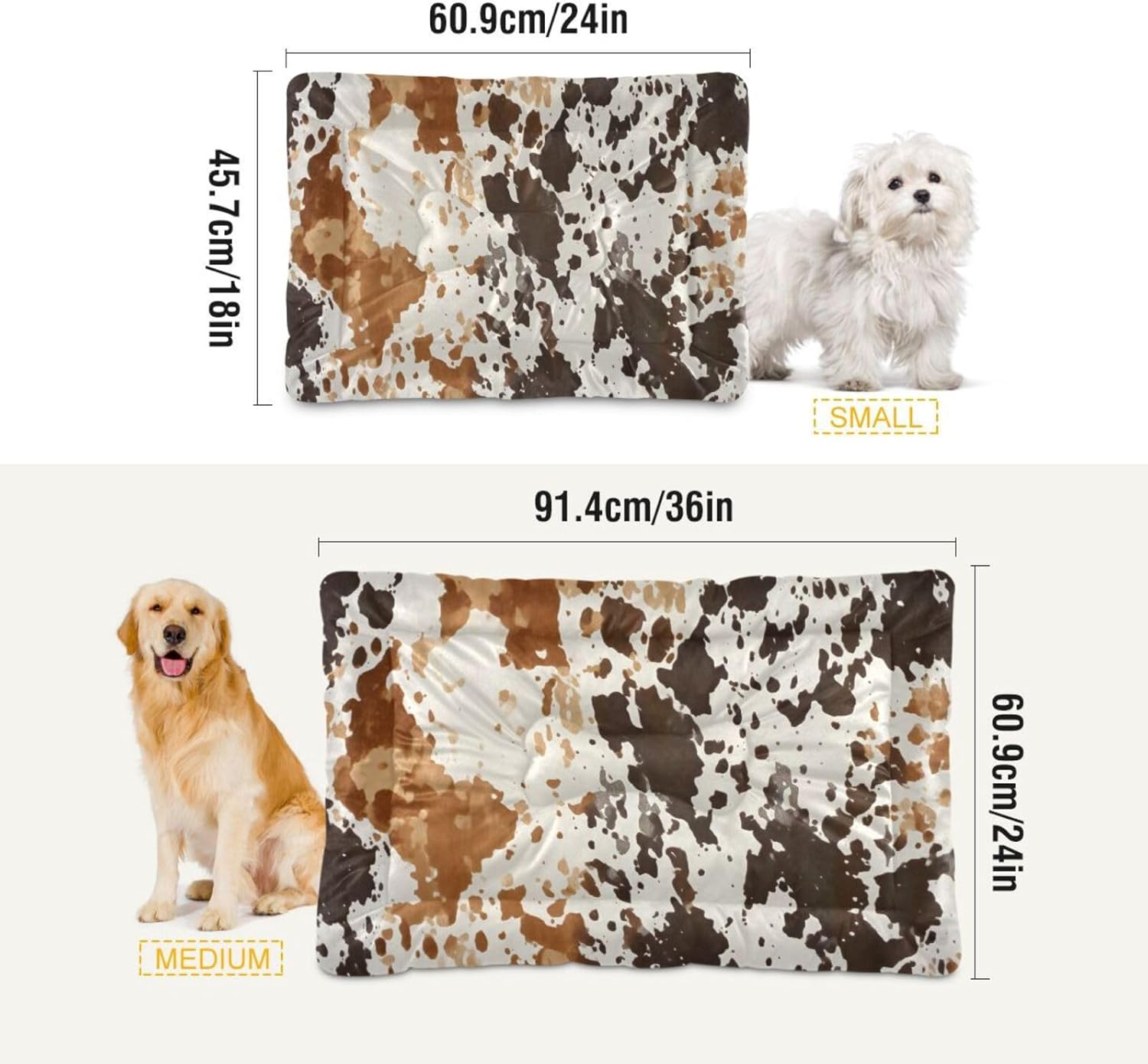 review Cow Print Pet Bed Mat, Non-Slip Washable Pee Pads Soft Comfortable Dog Bed Mat for Floor Living Room Sofa 24 X 18 Inch