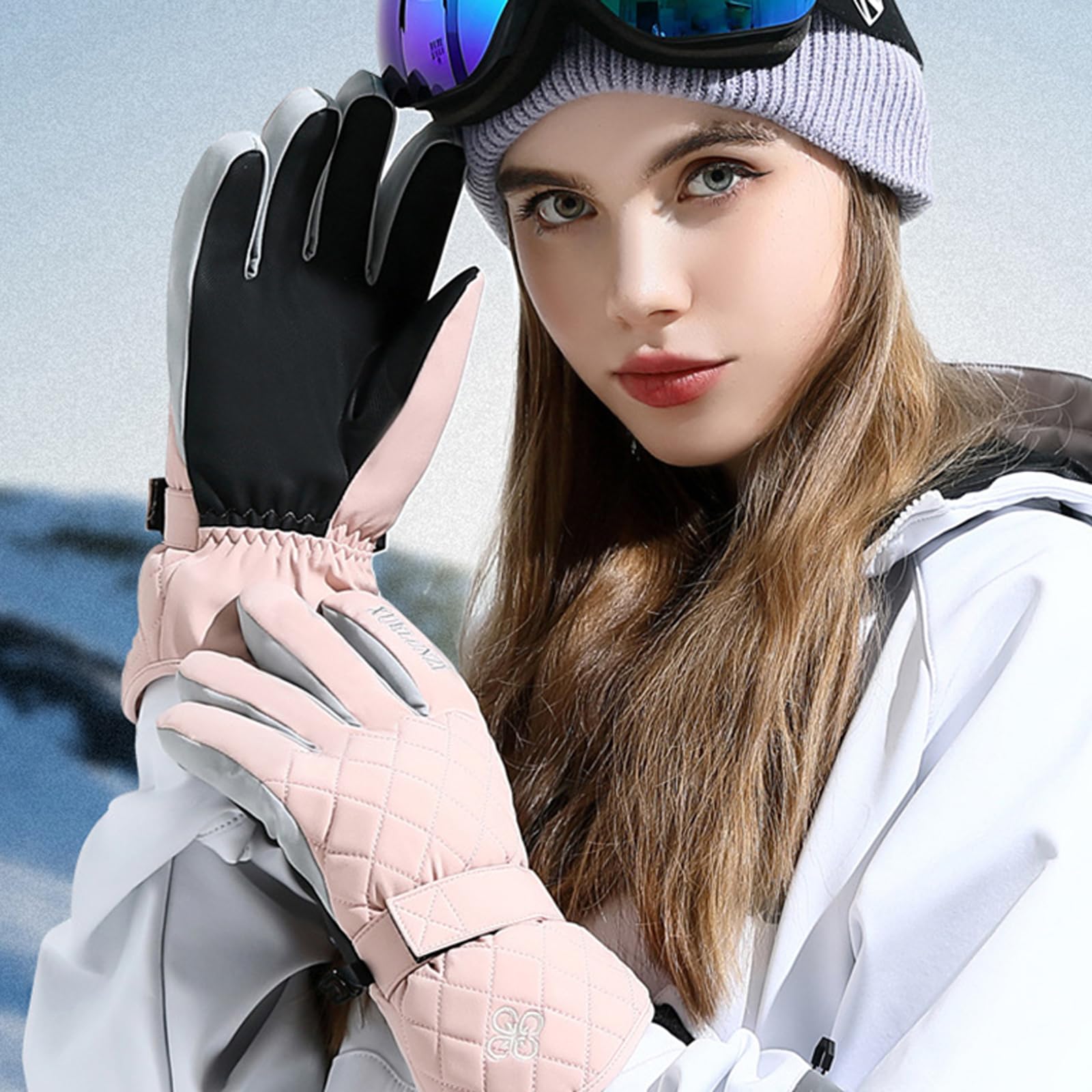 Guanti da Sci Invernali da Donna, Guanti Termici da Snowboard per Esterni con Touch Screen, mantengono Caldi i Guanti da Bicicletta Antivento