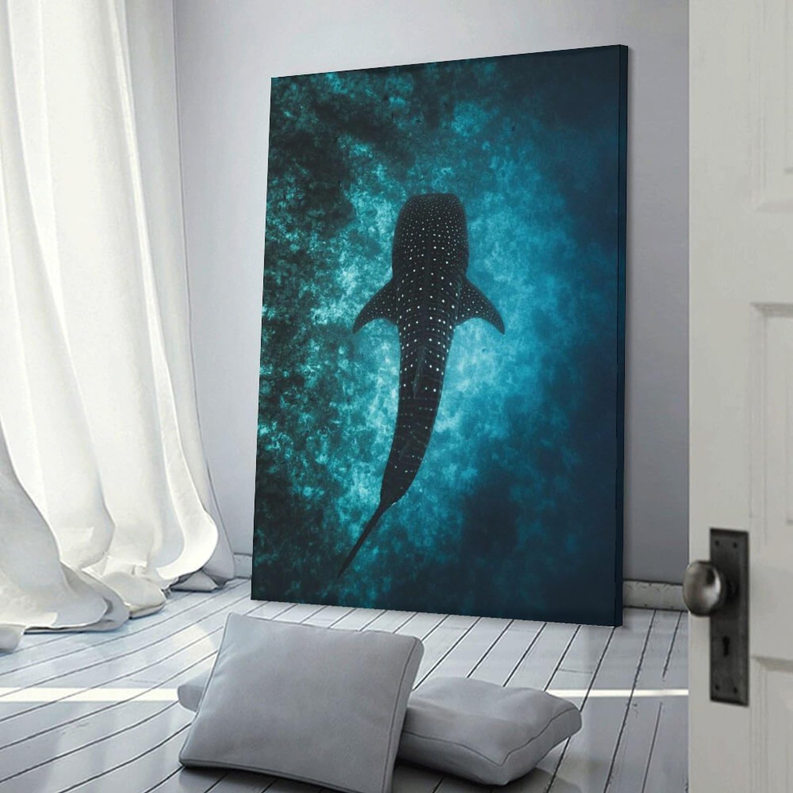 Junmoney Silhouette of A Whale Home Decor Wall Art 12x18inch(30x45cm), for Living Room, Lounge Or Sitting Room, A Home Accent with Warm Character