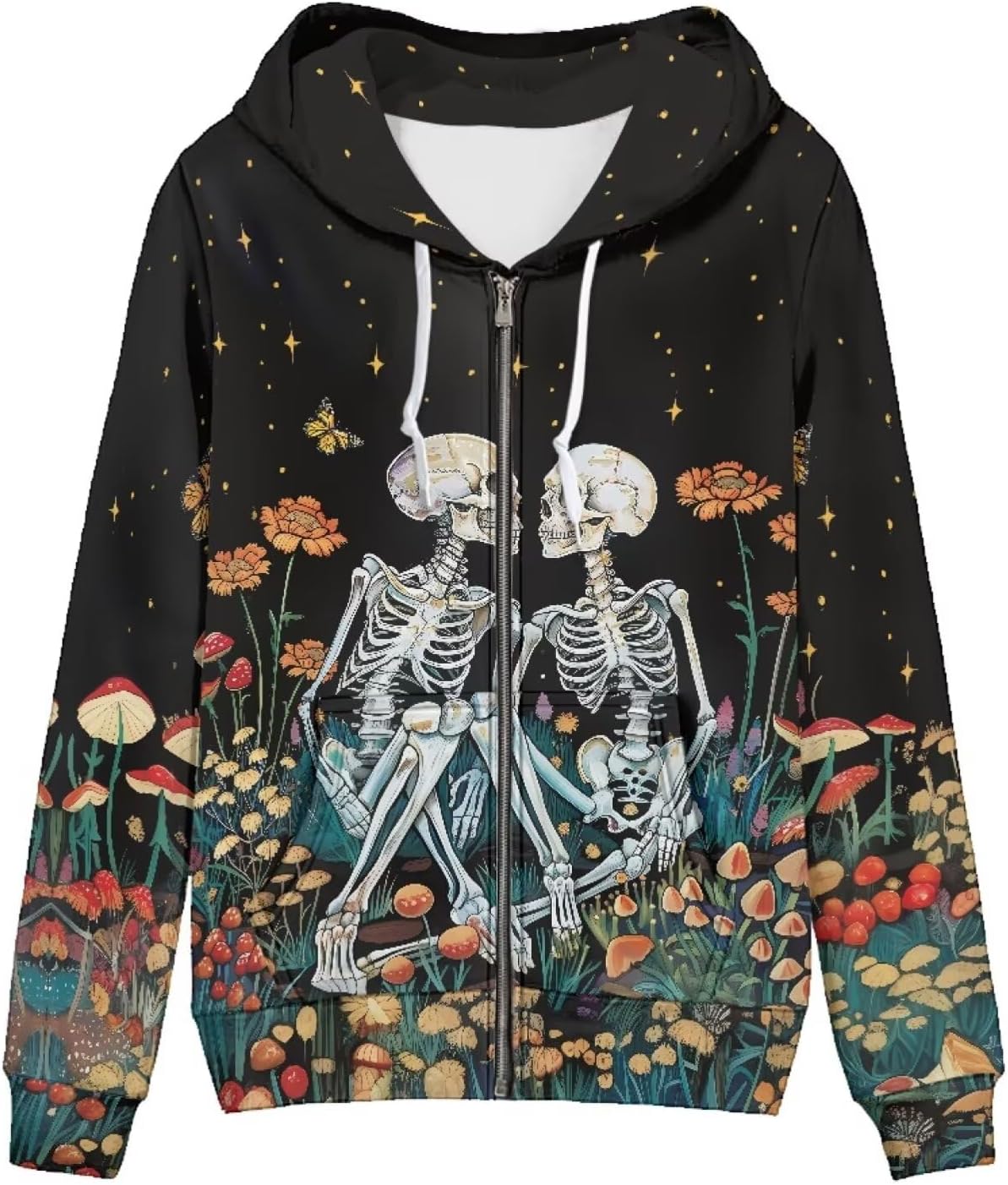 Gothic Sweatshirts for Women Loose Fit Zip Up Hoodie Women Oversized Long Sleeve Drawstring Hoodie Sweatshirt