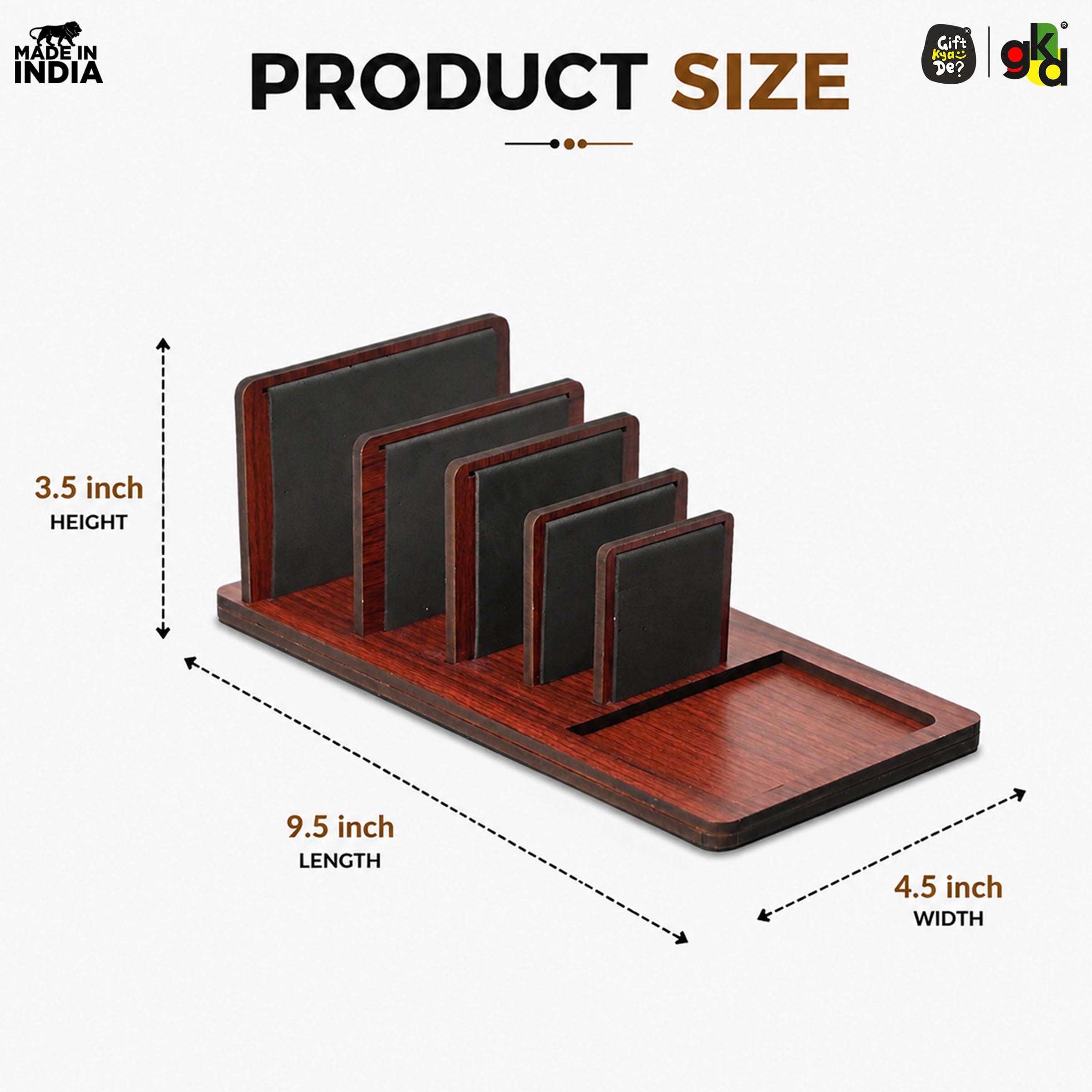 GKD Laptop Stand, Tablet Stand, Mobile, and Power Bank, All in One Multi Device Charging Station and Organizer, Laptop Stand Holder, New Year Gift for Him - Dark Wood 2