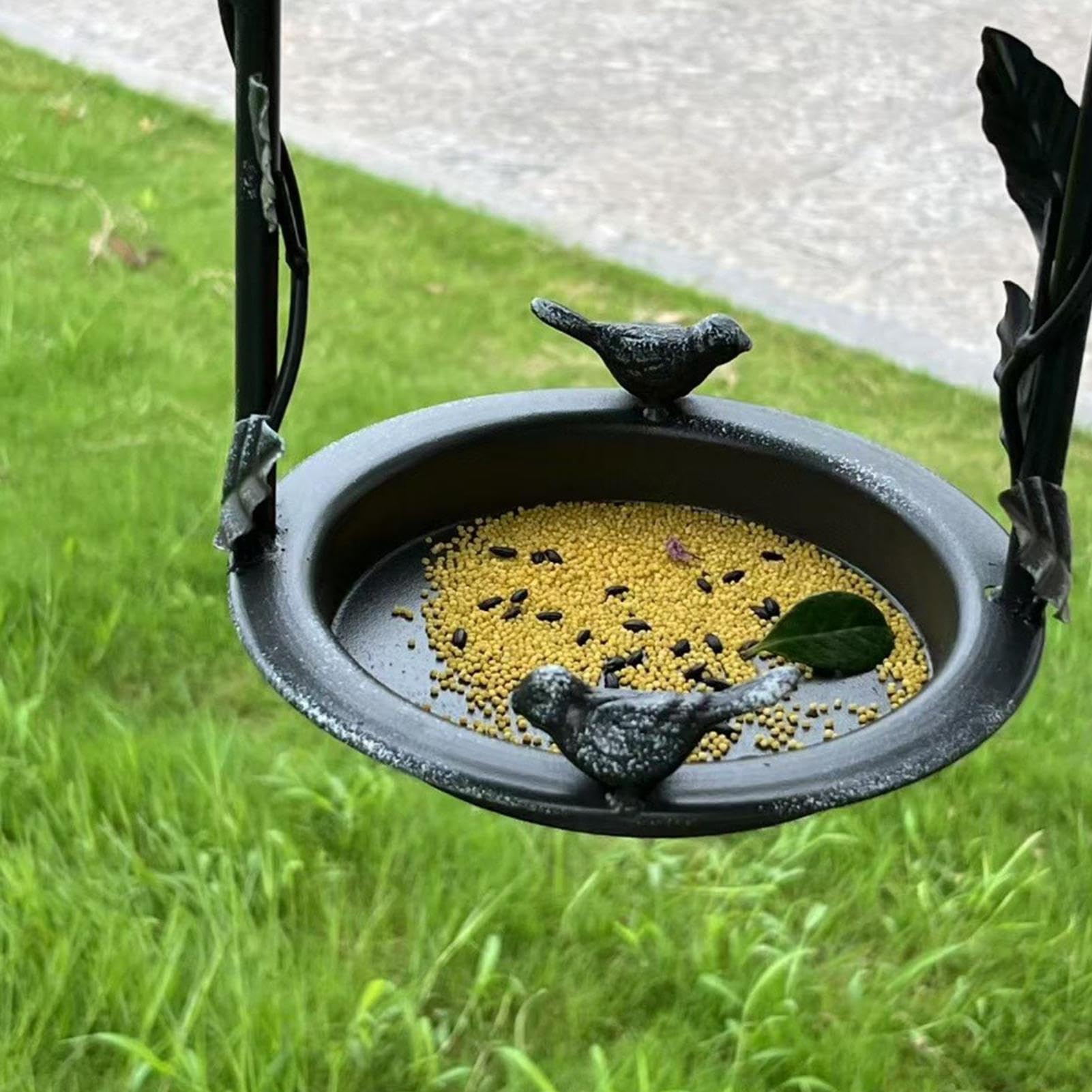 Distributore di cibo per uccelli selvatici, mangiatoia in metallo appeso decorazione per volatili, mangiatoia da giardino, per uccelli selvatici, balcone terrazza all'aperto