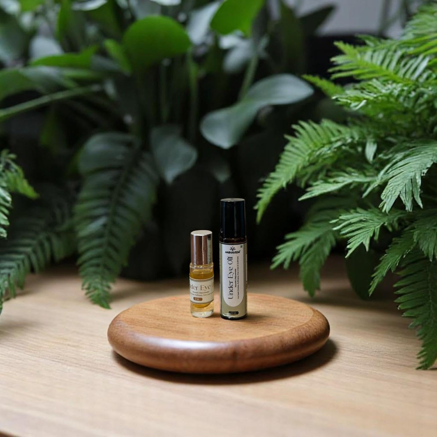 AabhaVeda Herbal Under Eye Oil - Brighten, Soothe, and Rejuvenate | Dark Circle Reduction | Puffiness Relief | Wrinkle Smoothing | Natural Botanical Ingredients | Gentle for All Skin Types - 10ML 1