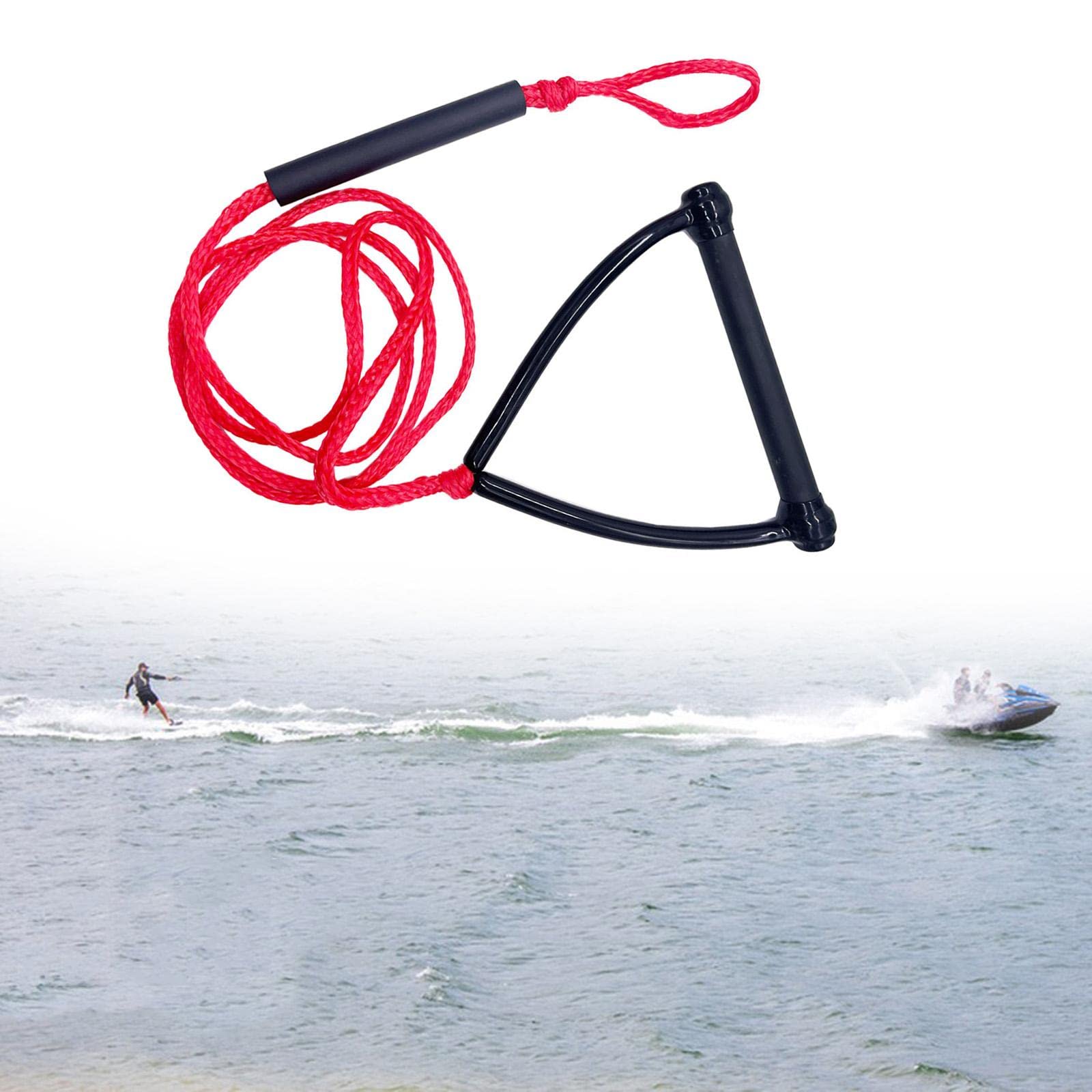Harilla Wakeboard & Wasserski Leine Ergo, Rote Wakeboard Zugleine 730cm, Länge Zugseil mit Hantel, Wasserski Zugseil mit Griff, Robuste Schleppleine für Jet-Ski & Wakeboarding Knieboarding