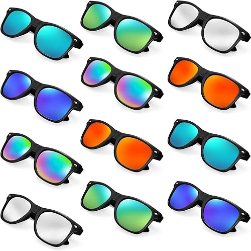 Geopty Paquete de 1224 unidades al por mayor de colores neón retro para fiesta, suministros de gafas de sol unisex a granel para adultos y