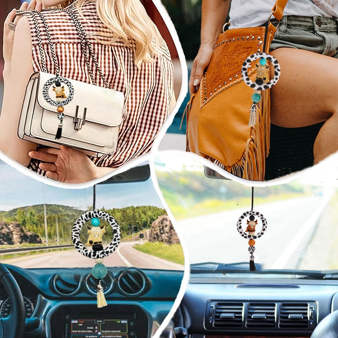 Highland Cow Gifts - Rear View Mirror Hanging Accessories for Car image 5
