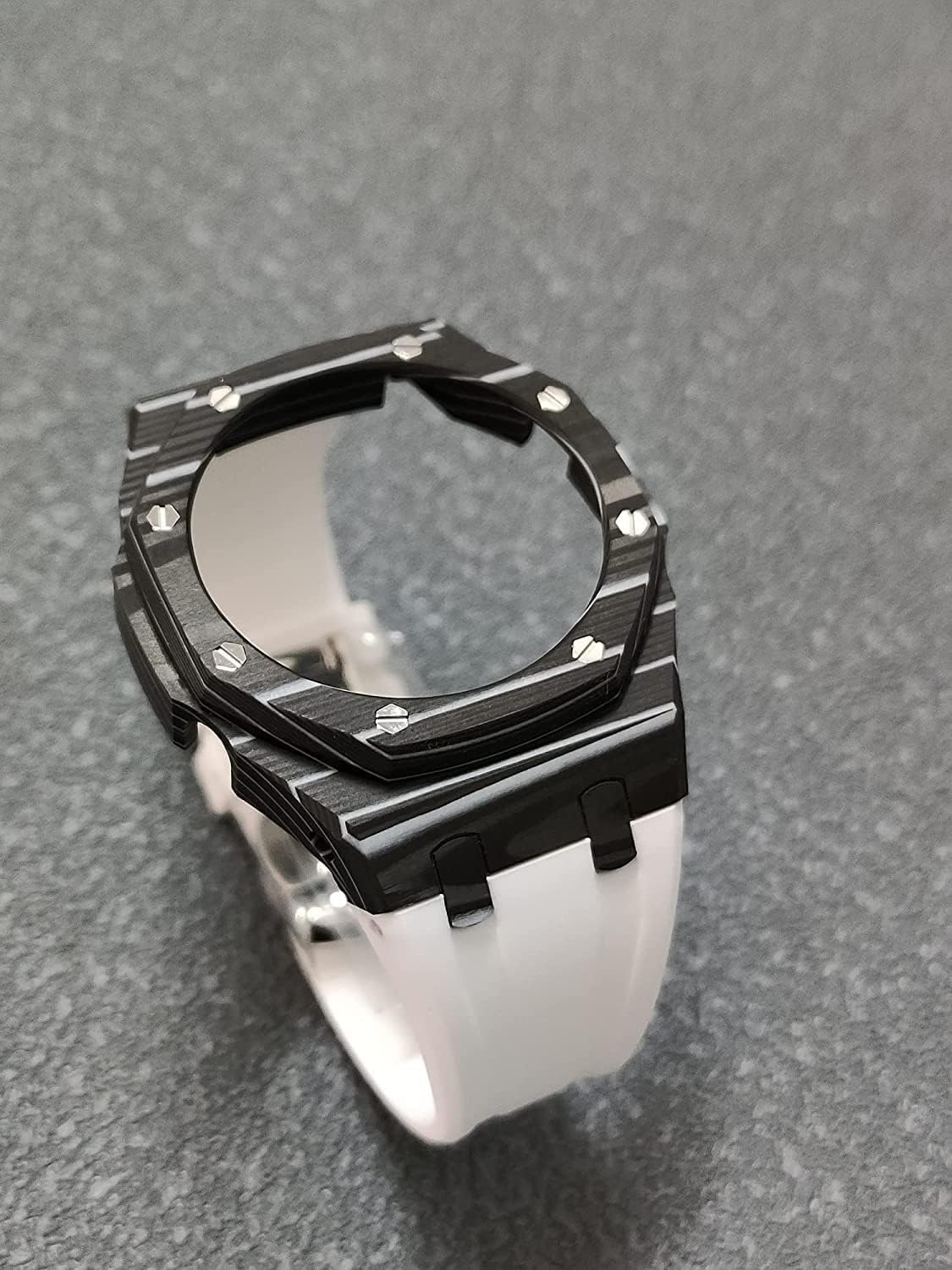 Modified Ga2100 3rd Carbon Fiber Upgrade Case for Men, Stainless Steel Butterfly Buckle, Fluororubber Strap, Compatible with Ga2110 Watch Accessories