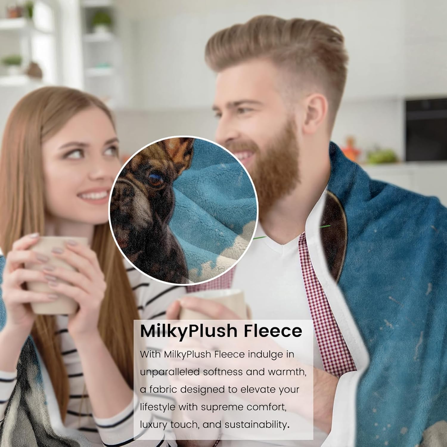 Over-The-Fence French Bulldog Blanket Cute Soft & Cozy Flannel Fleece Throw Blankets - Lightweight, Warm, Plush - Perfect for Couch, Bed, Travel, or Outdoor Use 60x50 inch - Image 3