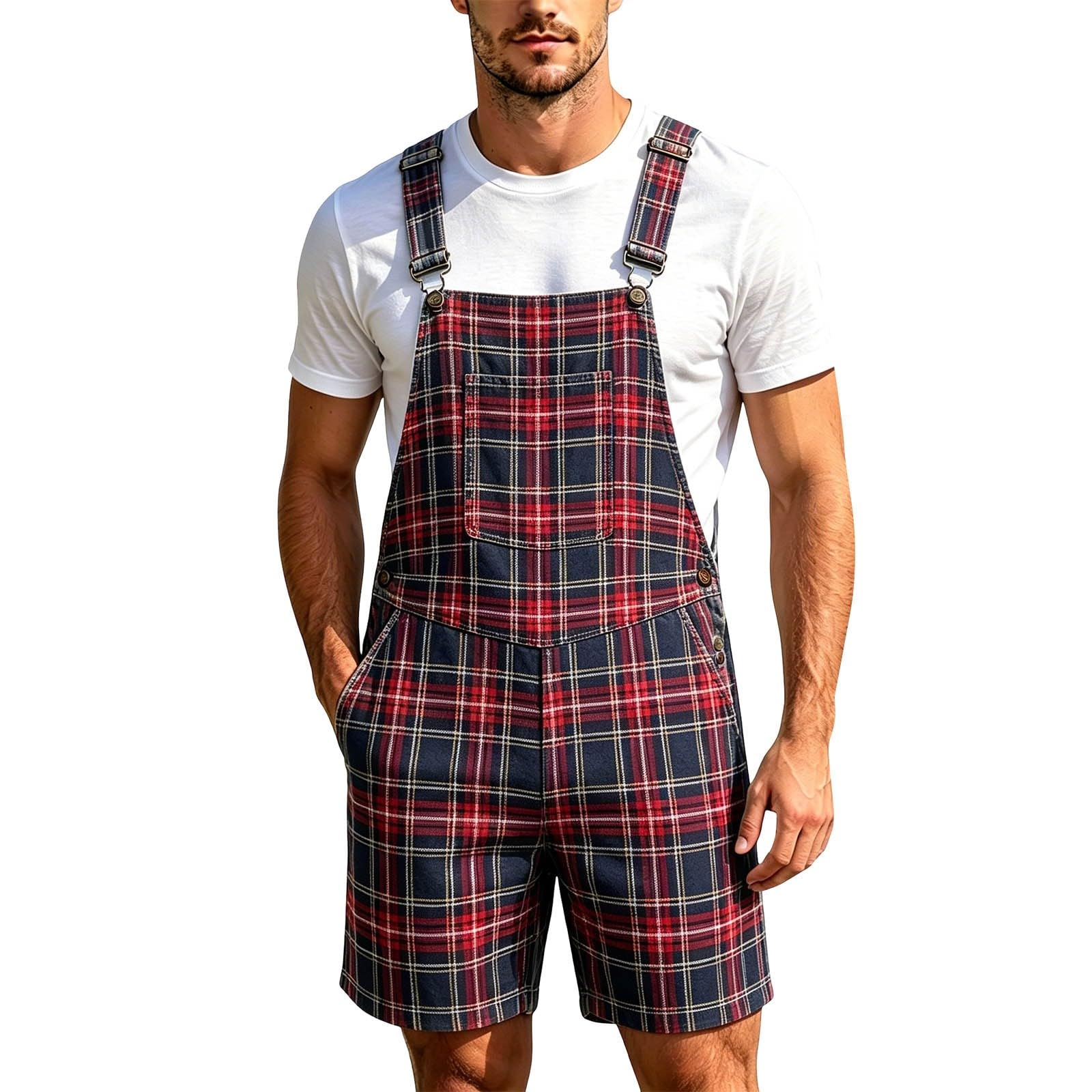 Mono de pierna ancha para hombre mameluco de verano suelto con bolsillos 6