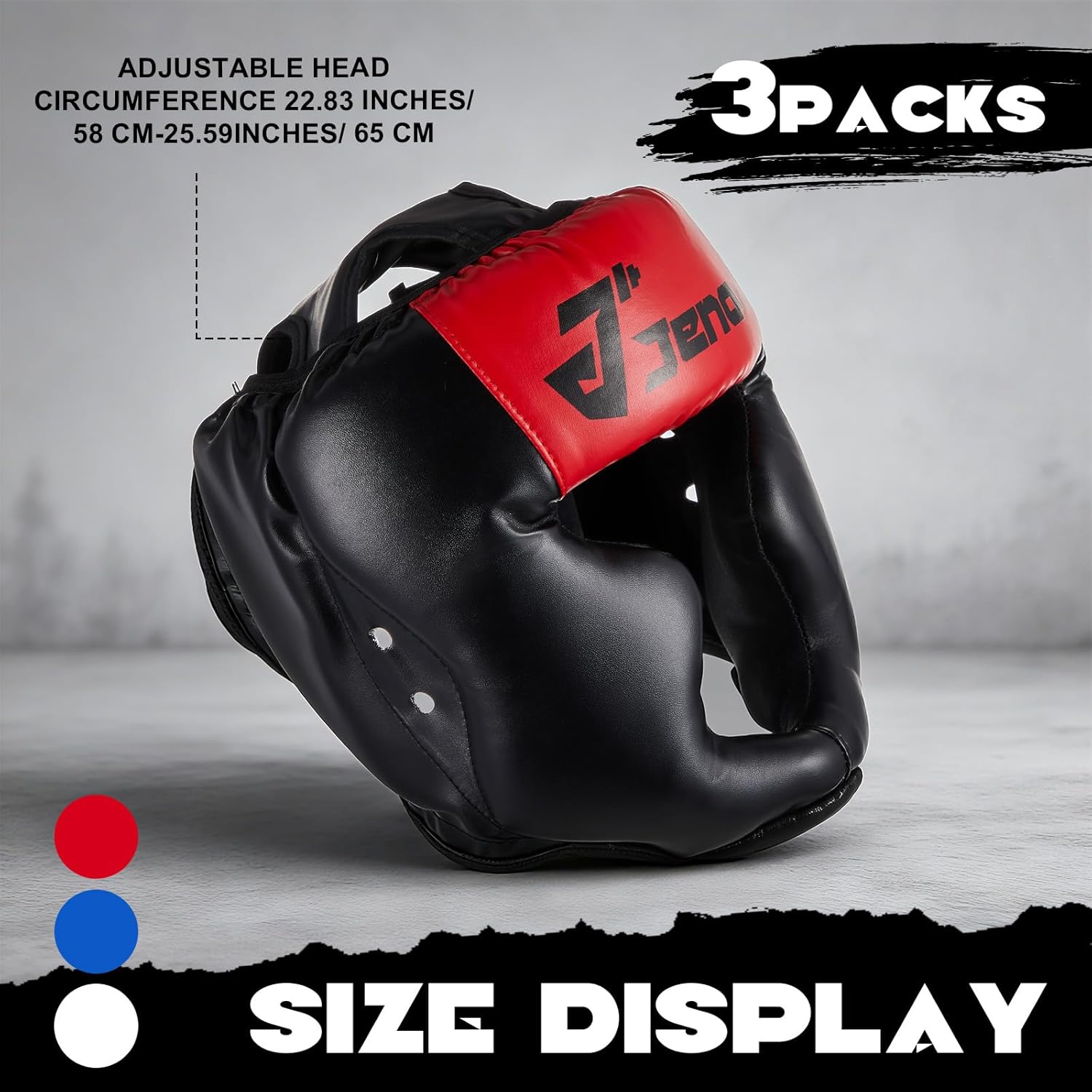 Jenaai 3 Pack Boxing Headgear Adjustable Padded Safety Head Guard MMA Training Sparring Kickboxing Muay Thai Martial Art Karate Taekwondo Helmet Gift for Valentines Adult Men Women