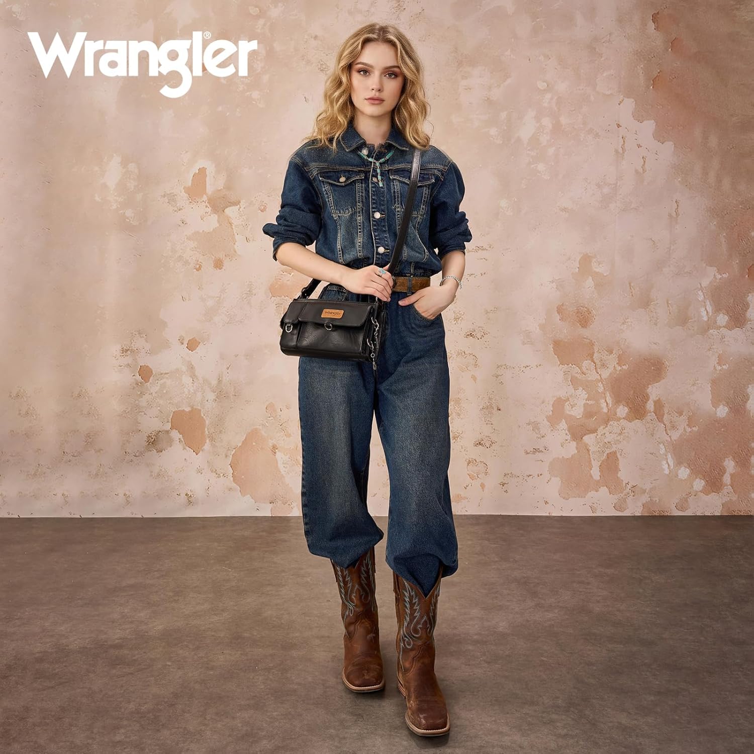 Wrangler Y2K Purse Small Shoulder Bag for Women with Western Detachable Charms & Multiple Pockets - Image 3