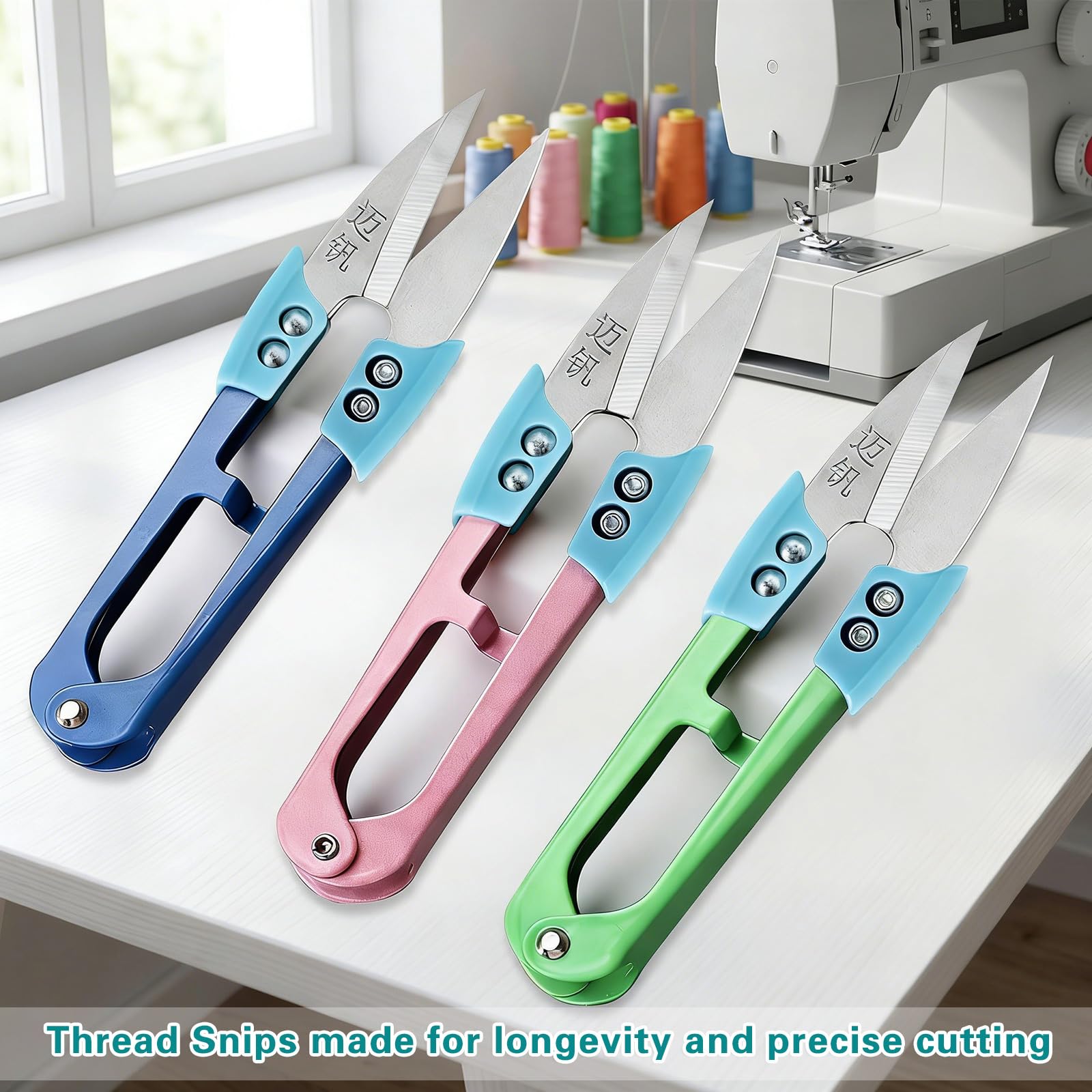 UPEOXT 3 Pack Sewing Scissors Thread Snips, Small Fabric Cutter with Cover, Mini Yarn Shears for Embroidery Knitting Crochet, Sewing Supplies, Crafting Supplies, Sharp Trimming Accessories, 4.25 Inch - 5