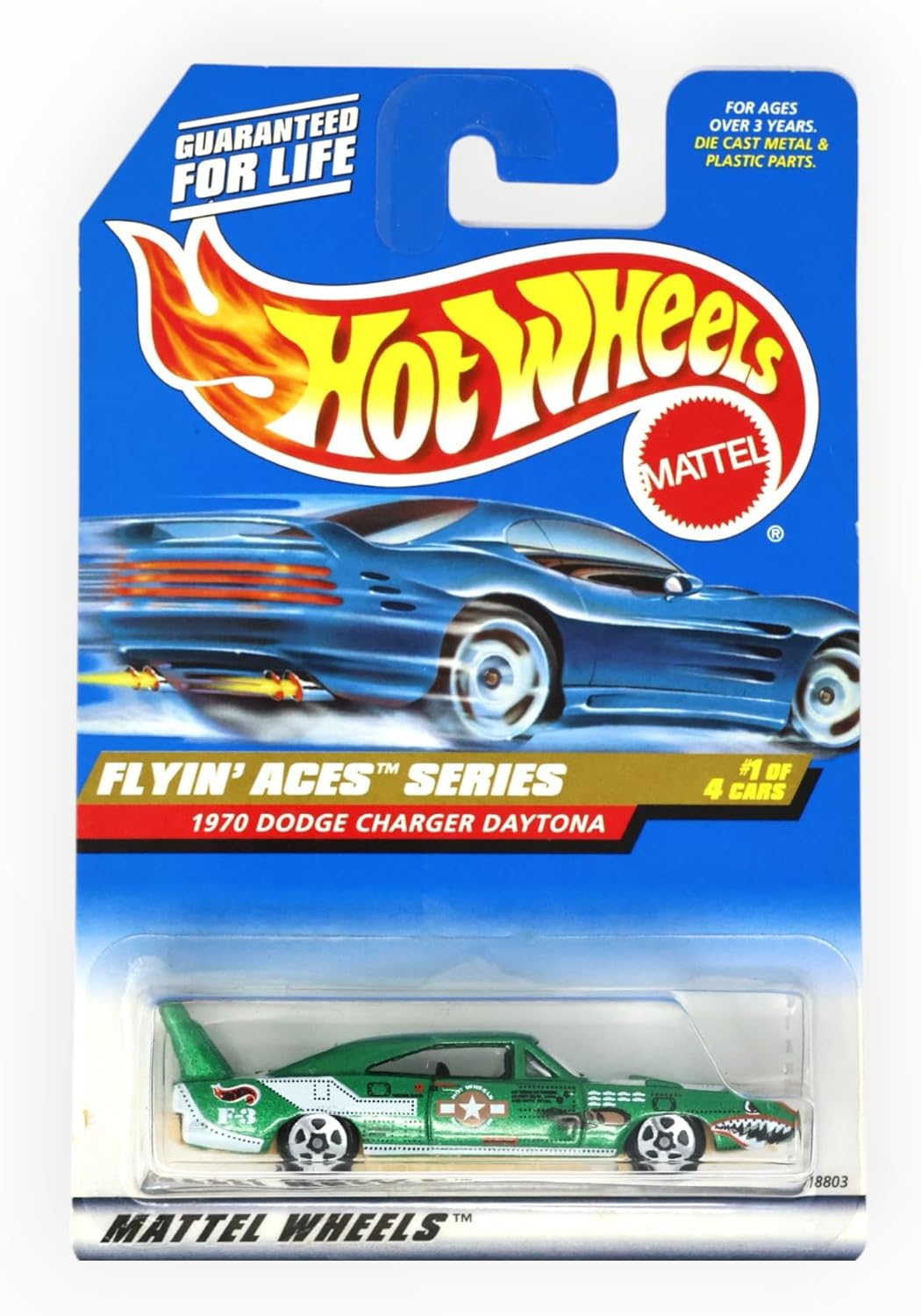 Hot Wheels Mattel 1998 1:64 Scale Flyin Aces Series Green 1970 Dodge Charger Daytona Die Cast Car 1/4