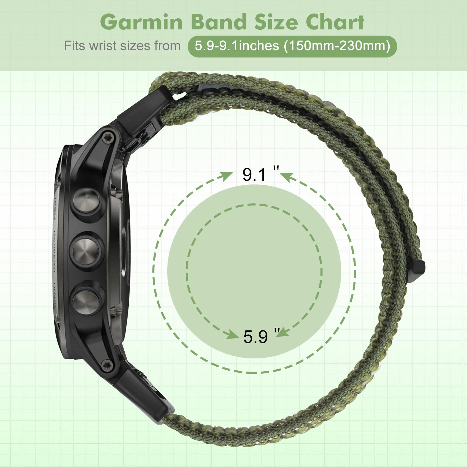 BTTNG 22mm Watch Strap Compatible with Garmin Fenix 8 47mm/7/7 Pro/6/6 Pro/5 Plus - Image 4