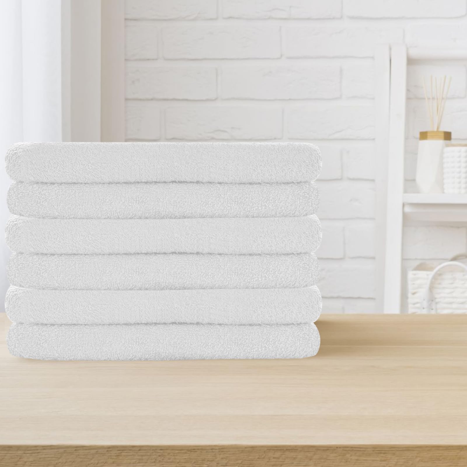 Toallas de mano económicas blancas – Toallas estándar para gimnasio, peluquería, hotel, spa, baño y motel, paquete de toallas de mezcla de algodón de gran tamaño, 16 x 27 pulgadas (paquete