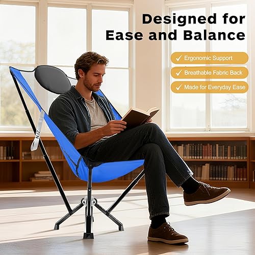 Miniatura 5 de Silla plegable de respaldo alto para uso en interiores y exteriores soporte cómodo, fácil instalación, silla portátil para el hogar, patio,