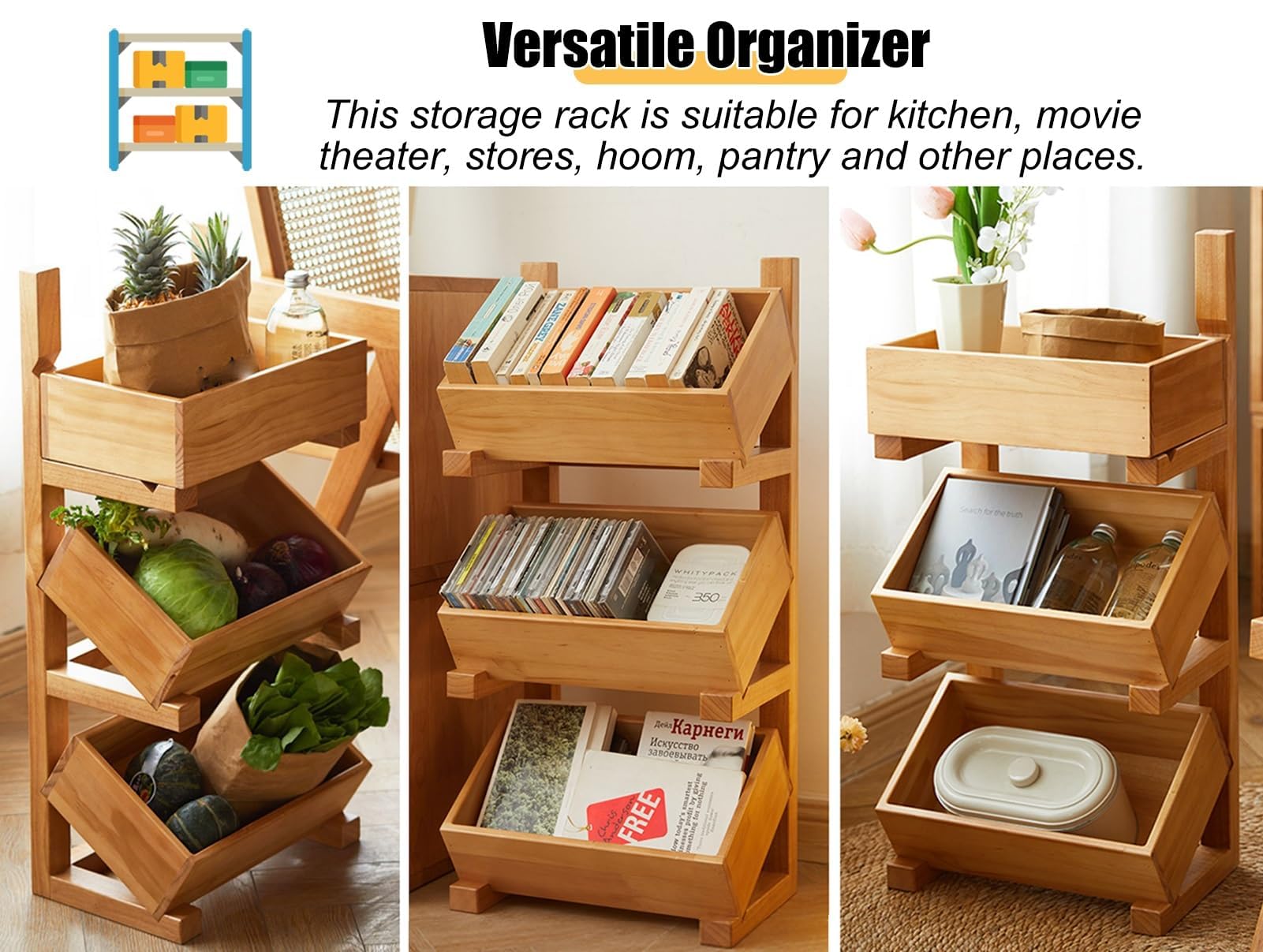 Organizador de 3 Niveles para Snacks y Frutas, Verduras Aperitivos el Cine en casa (Cupboard Gadgets).