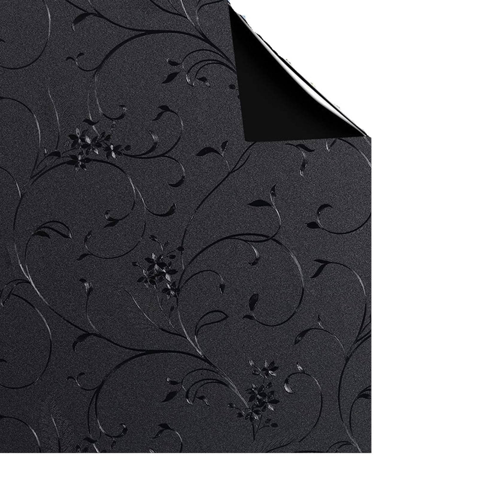 XIUsheUA blackout blinds stick on Static Cling Total Blackout Privacy Window Film Cover Light Blocking No Glue Black Tint for Home Room Darkening(Black2,45x100 cm)