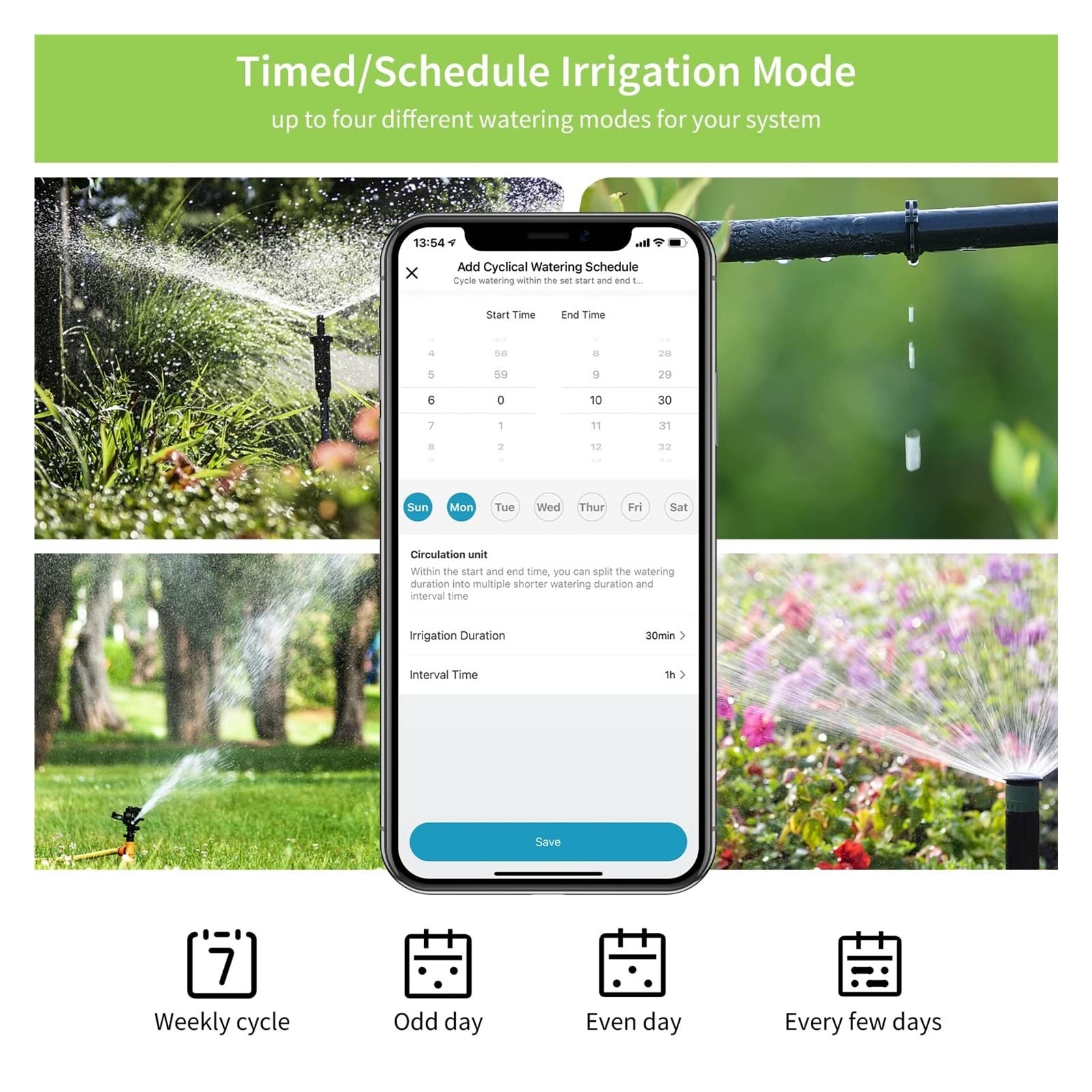 Temporizador de riego inteligente for jardín, controlador de riego por goteo automático, válvula de agua, de riego automático for jardín