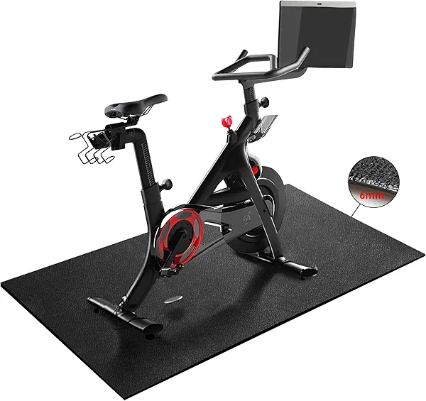 Peloton Bike Mat | 6mm Thickness, Exercise Bike Mat/Treadmill Mat for Hardwood Floors or Carpet, Non-Slip Sweat-Proof Exercise Equipment Mat for Bike Trainer/Stationary Spin Bike/Indoor Cycling