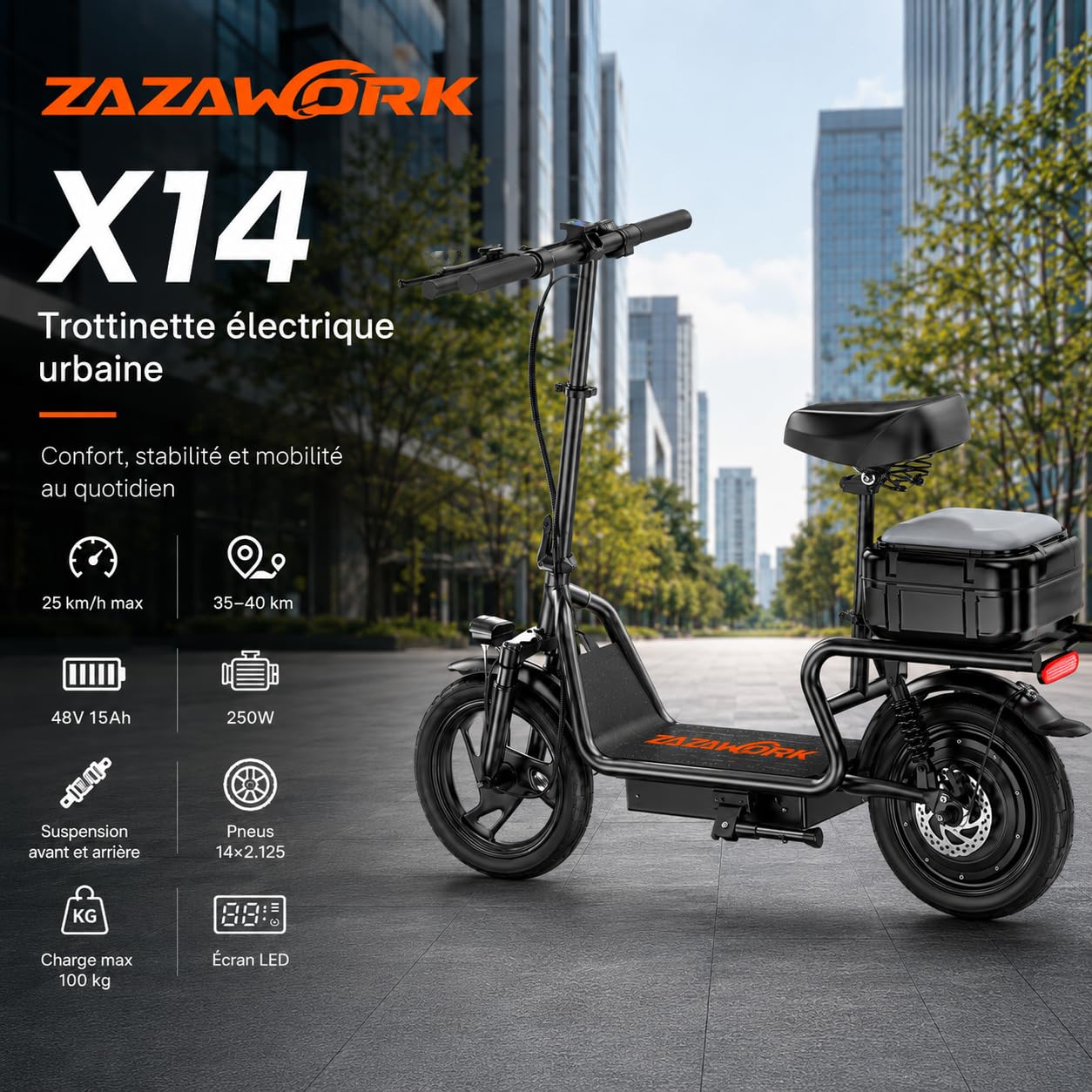 Cheevalry Electric Scooter for Adults Trottinette Electrique Adulte 250W Brushless Motor Trottinette électrique Tout Terrain 25km/h Pliable