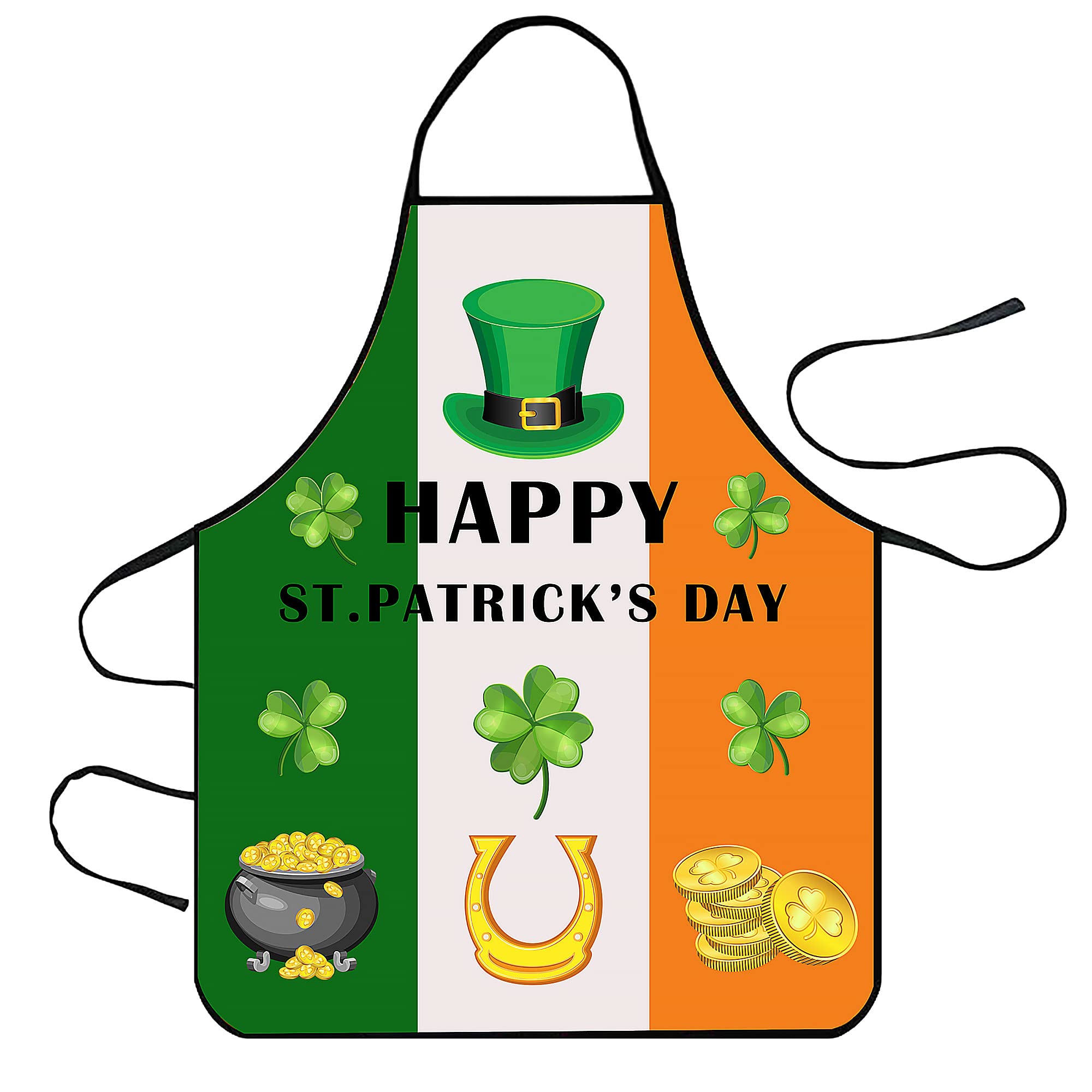 Lucleag Happy St.Patrick’s Day Apron, St.Patrick’s Hat Clover Coin Pattern Apron for Women Men Chef, St.Patrick’s Day Kitchen Aprons Cooking Grilling Apron for Holiday Dinner Party BBQ Cooking