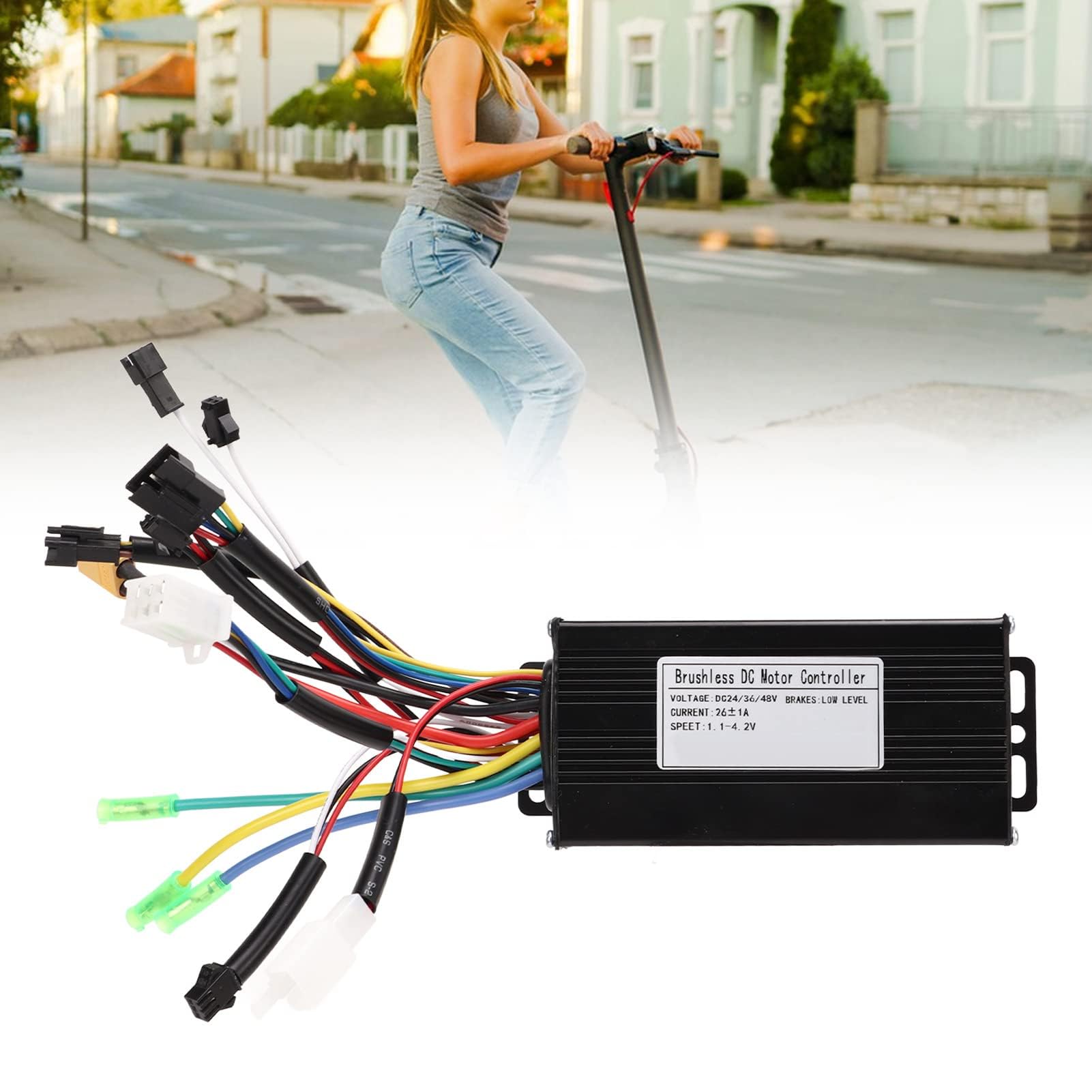 Controller per bici elettrica, 24 V, 36 V, 48 V, per scooter brushless, dissipazione del calore, 3 modalità, onda sinusoidale, 26 A, accessori modificati per bici elettrica, scooter