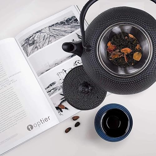 Miniatura 9 de Hwagui - Tetera japonesa de hierro fundido con infusor de acero inoxidable para té y bolsitas de té de hojas sueltas, hervidor de té de hierro