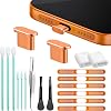 Malla de Metal para Altavoz de Teléfono Móvil, Tapón de Polvo para Puerto de Carga tipo C, Set de Herramientas de Limpieza con Cepillo USB C para iPhone 17 Pro. No para 17 ProMax (Naranja Cósmico) 1