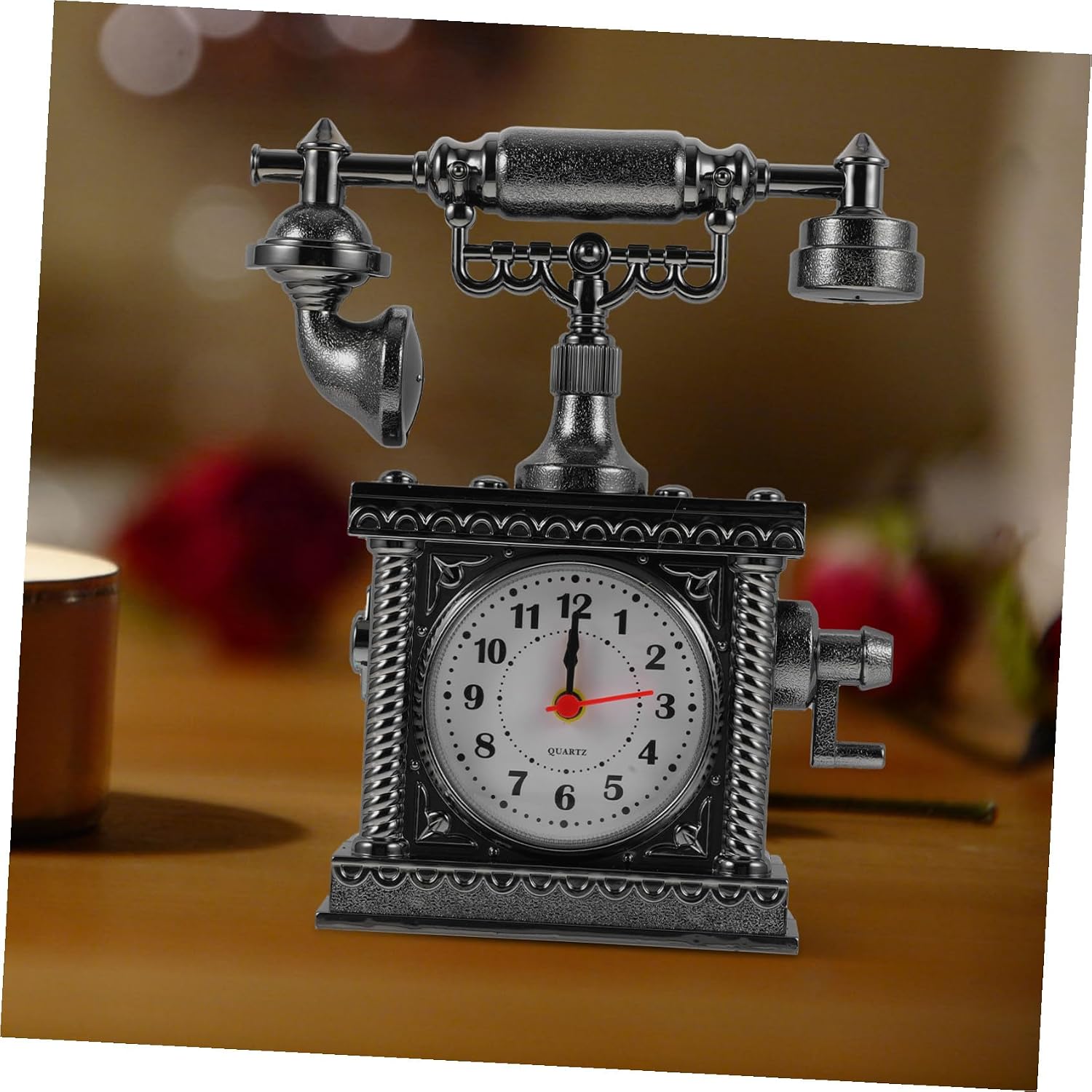 Alipis Vintage Telephone Model Rotary Dial Telephone Retro Old Fashioned Landline Phones with Classic Bell Vintage Clock Shape for Home